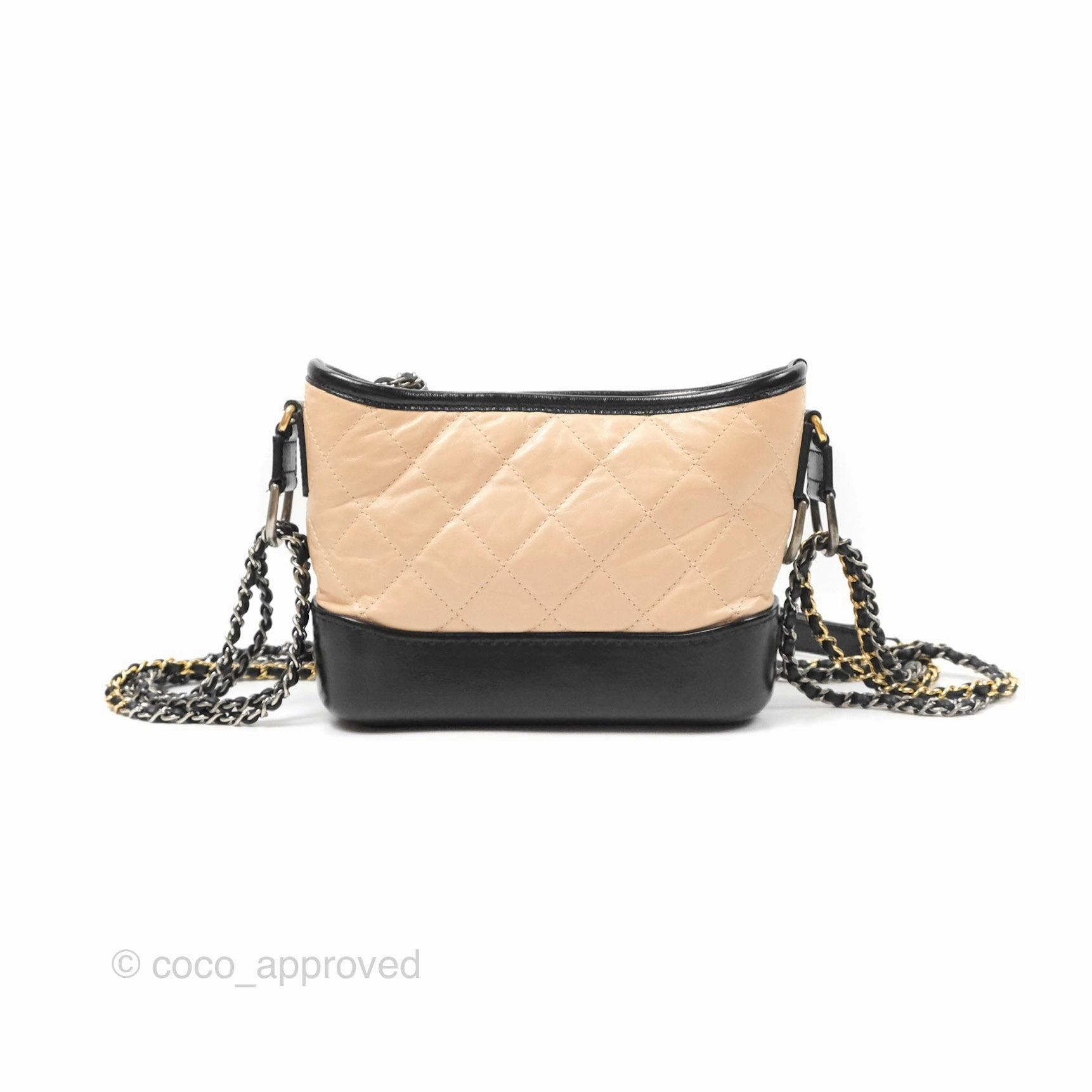 Chanel Small Gabrielle Hobo Quilted Beige Back Aged Calfskin