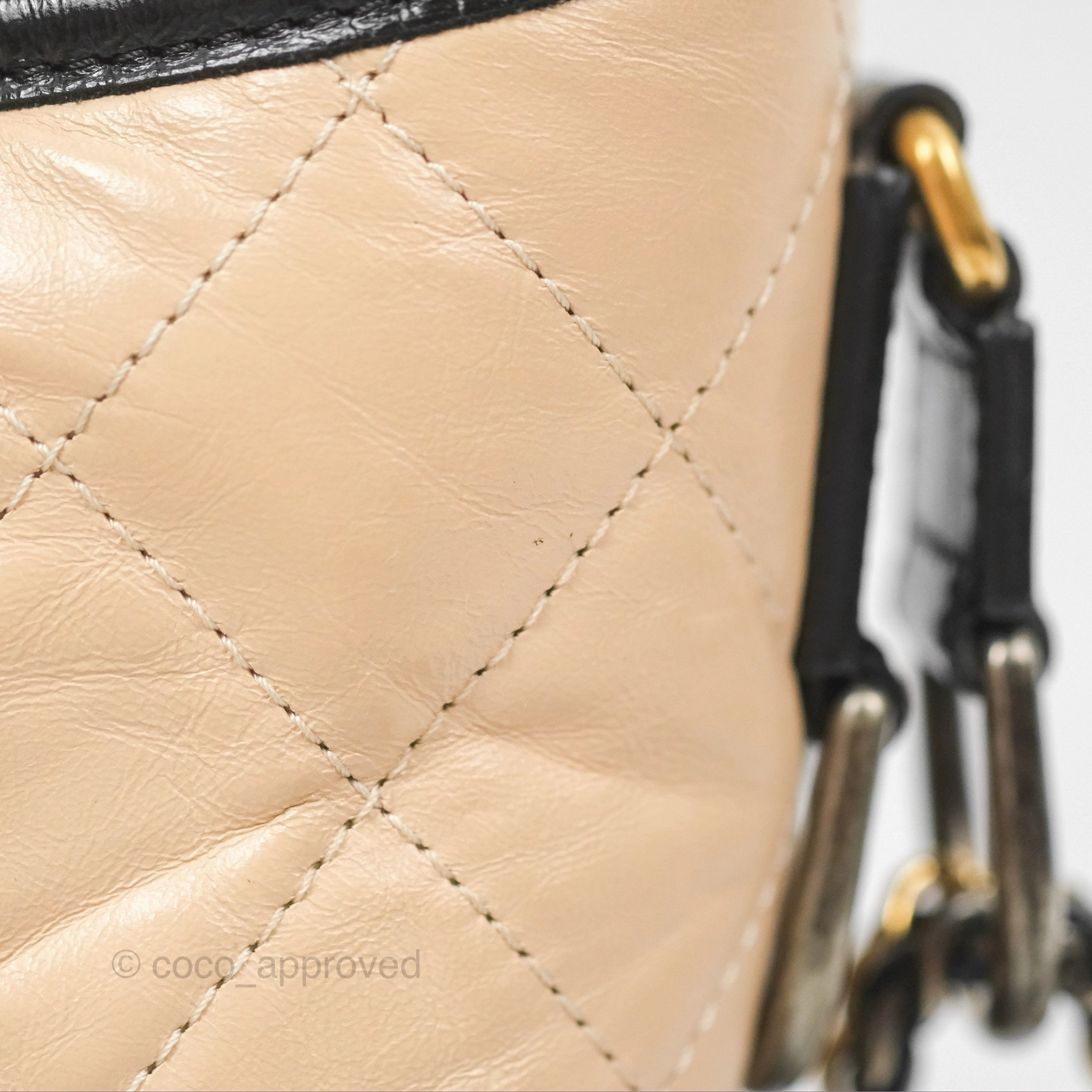 Chanel Small Gabrielle Hobo Quilted Beige Back Aged Calfskin