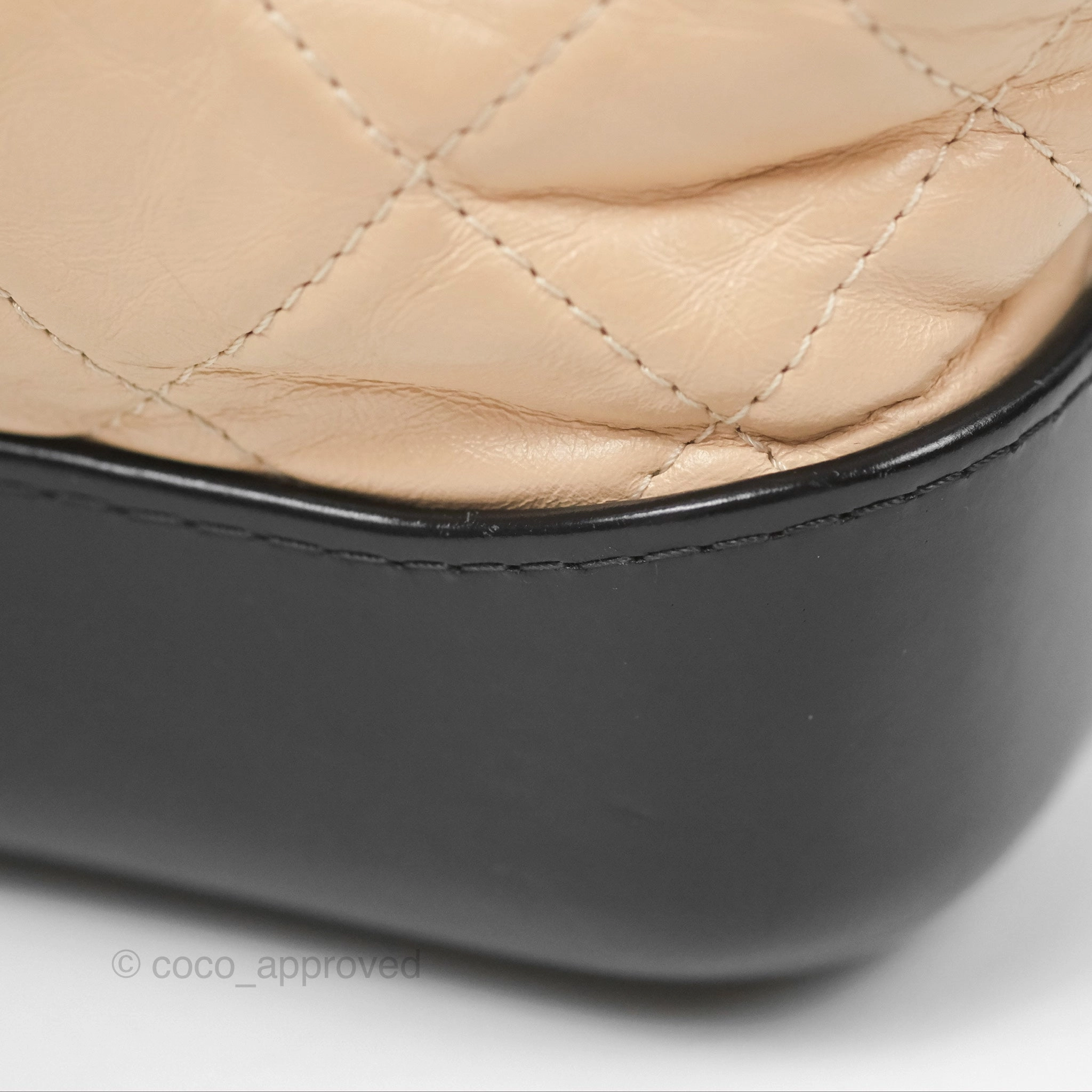 Chanel Small Gabrielle Hobo Quilted Beige Back Aged Calfskin