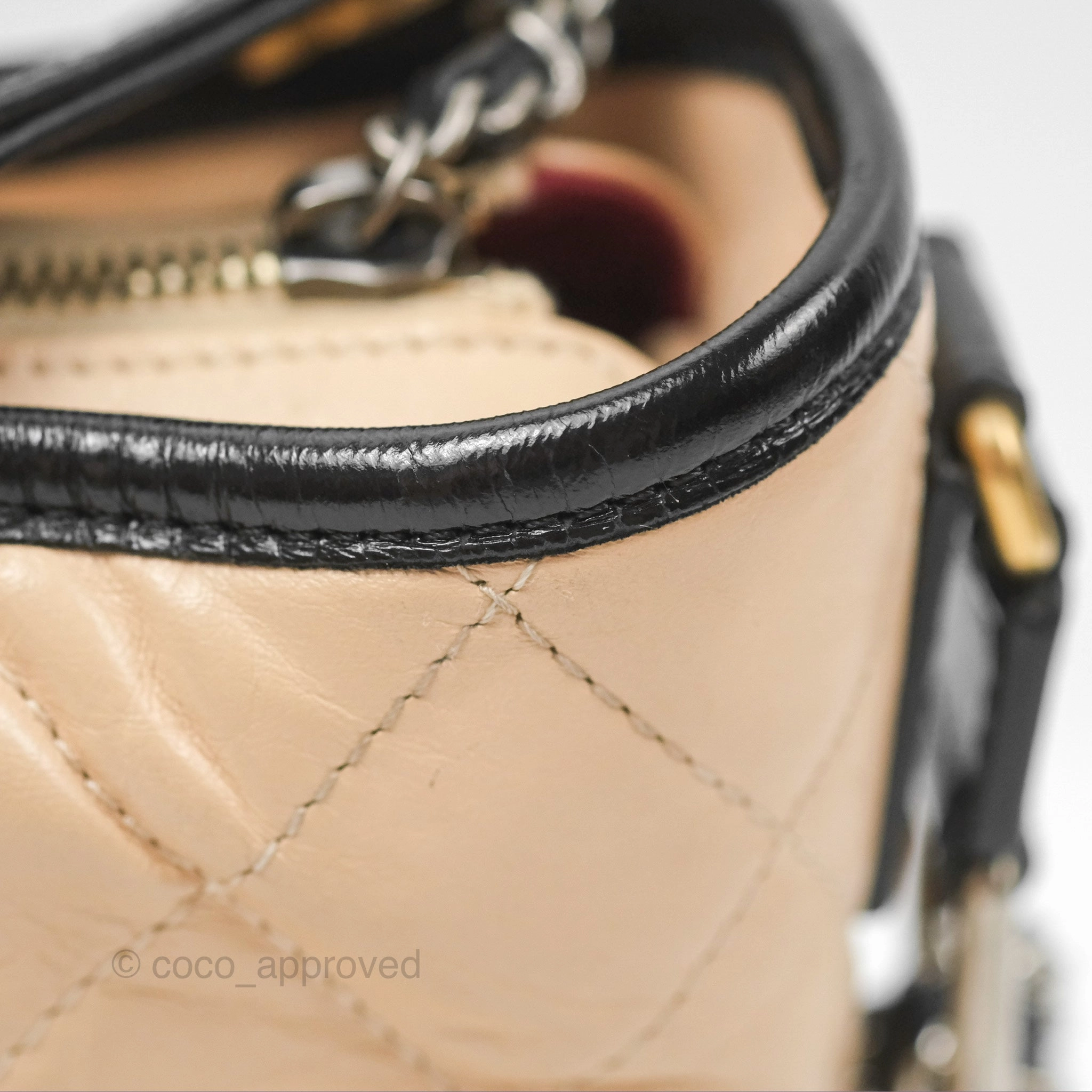 Chanel Small Gabrielle Hobo Quilted Beige Back Aged Calfskin