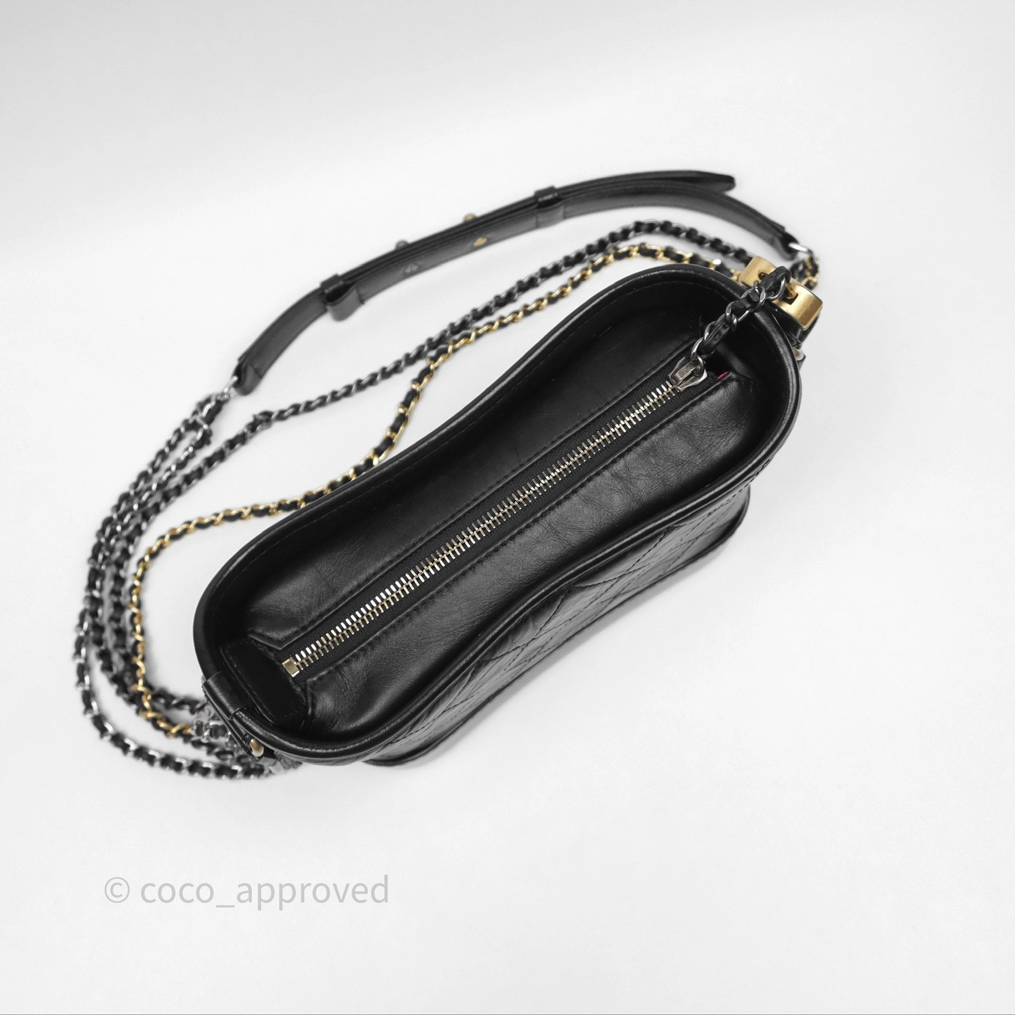 Chanel Small Gabrielle Hobo Quilted Black Aged Calfskin