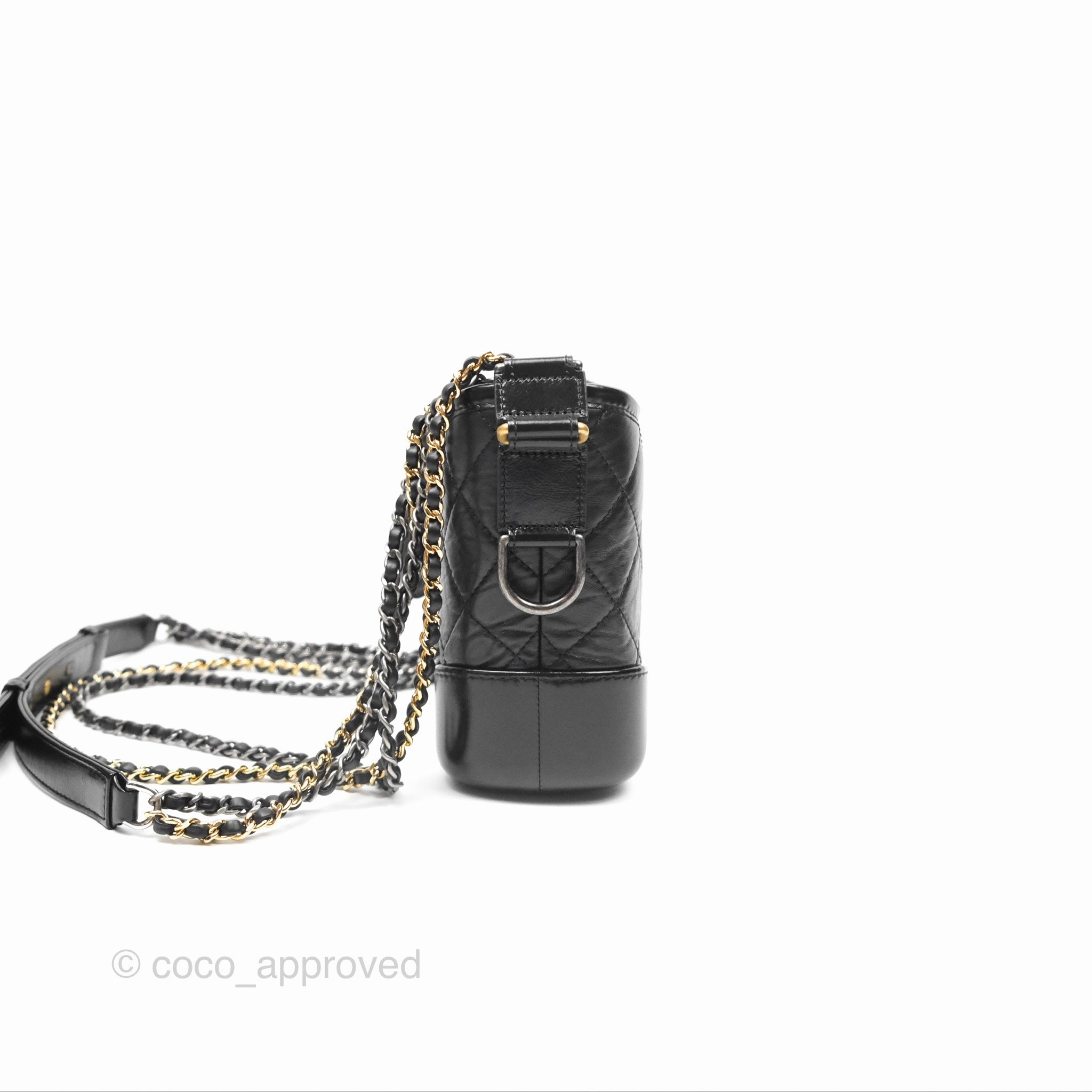 Chanel Small Gabrielle Hobo Quilted Black Aged Calfskin