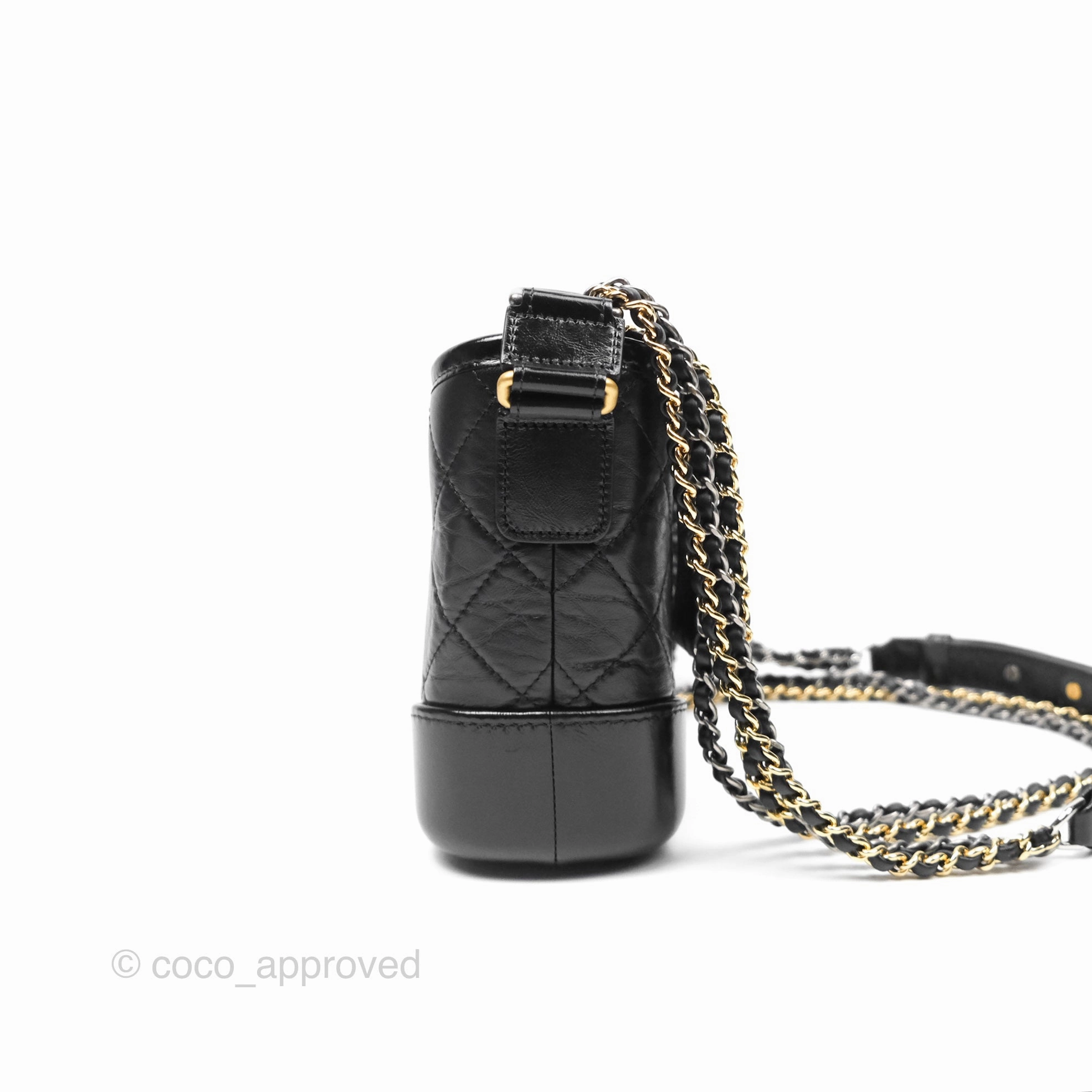 Chanel Small Gabrielle Hobo Quilted Black Aged Calfskin