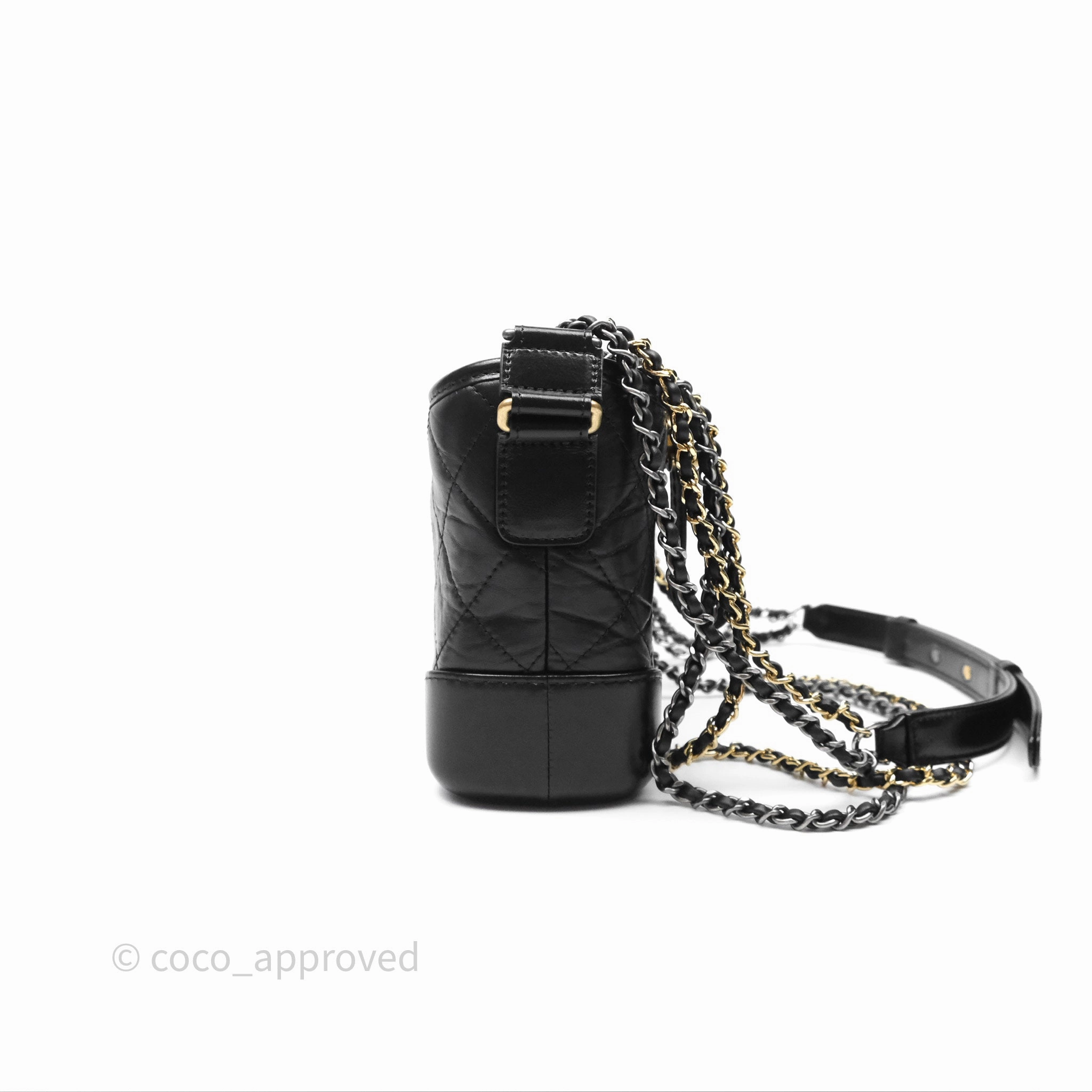 Chanel Small Gabrielle Hobo Quilted Black Aged Calfskin