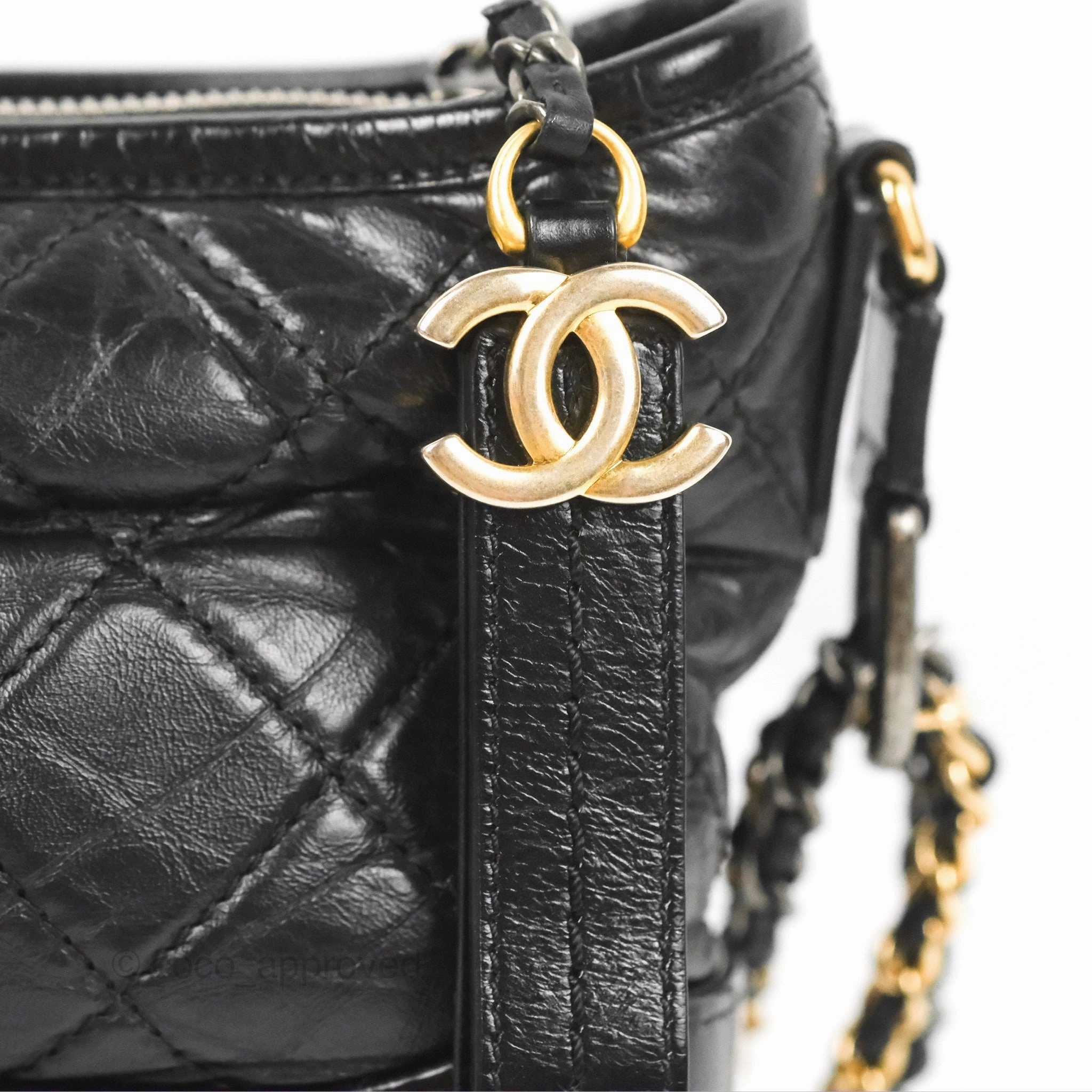 Chanel Small Gabrielle Hobo Quilted Black Aged Calfskin
