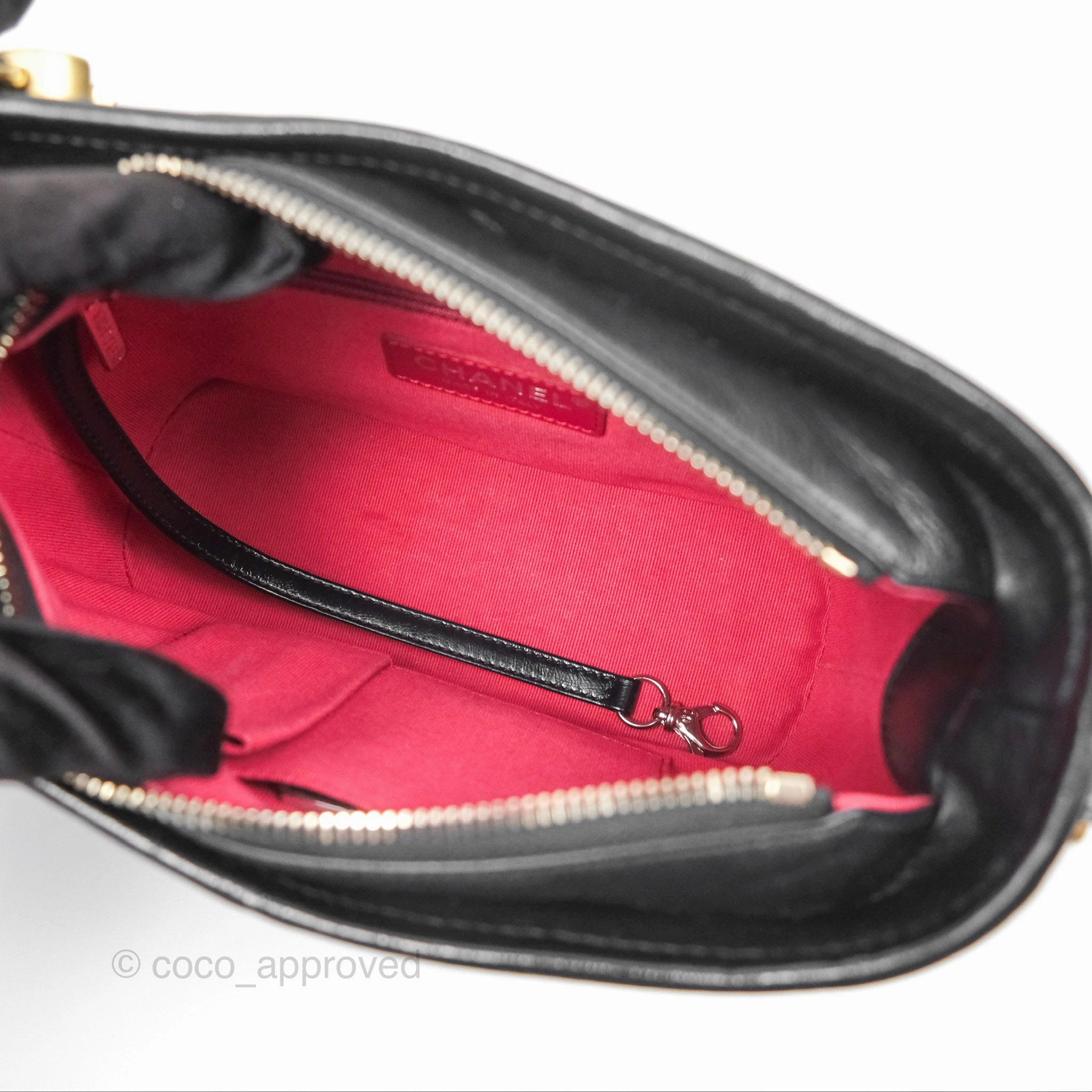 Chanel Small Gabrielle Hobo Quilted Black Aged Calfskin