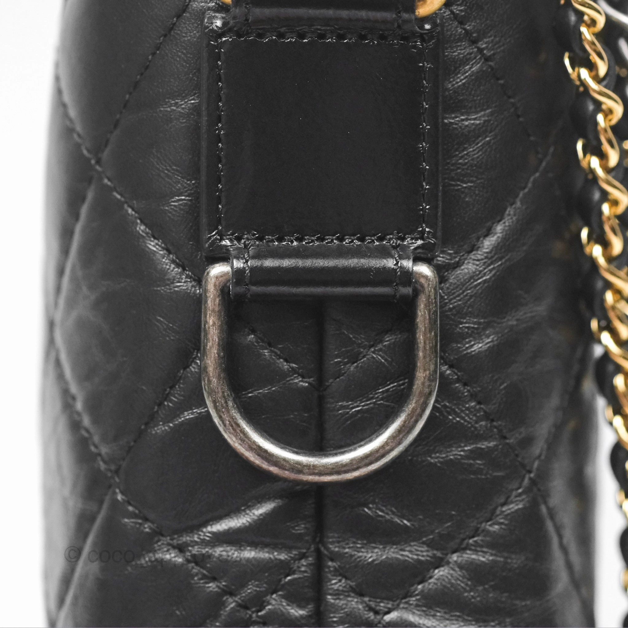 Chanel Small Gabrielle Hobo Quilted Black Aged Calfskin