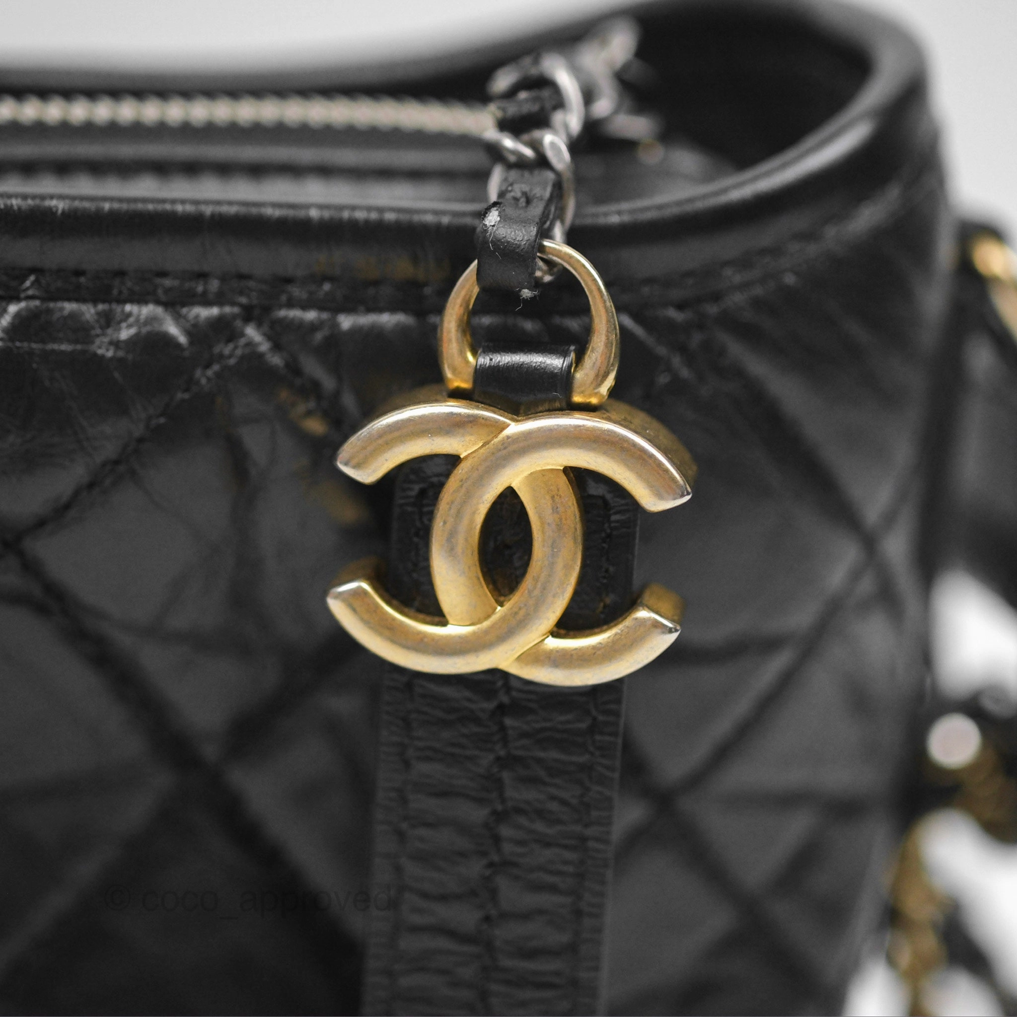 Chanel Small Gabrielle Hobo Quilted Black Aged Calfskin