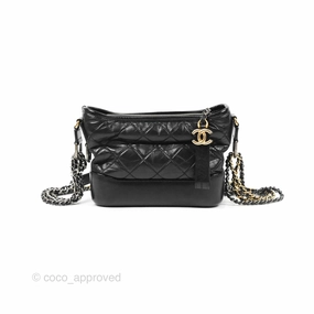 Chanel Small Gabrielle Hobo Quilted Black Aged Calfskin