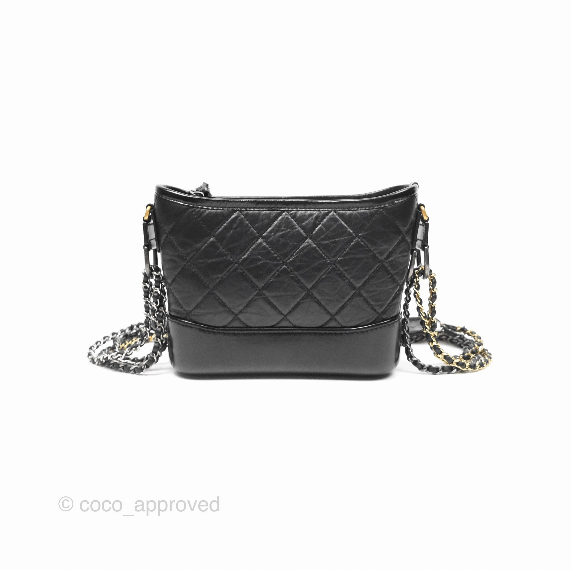 Chanel Small Gabrielle Hobo Quilted Black Aged Calfskin