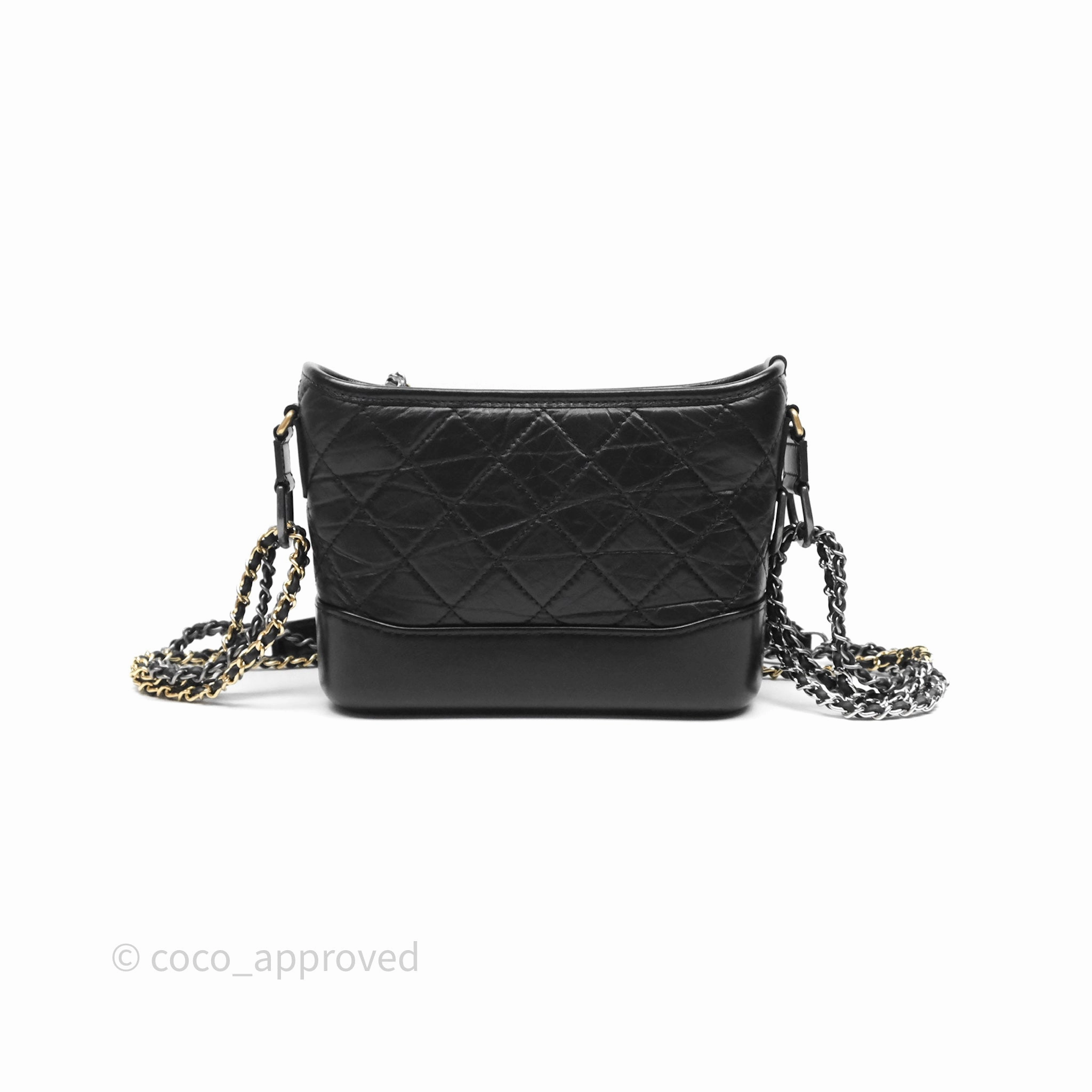 Chanel Small Gabrielle Hobo Quilted Black Aged Calfskin