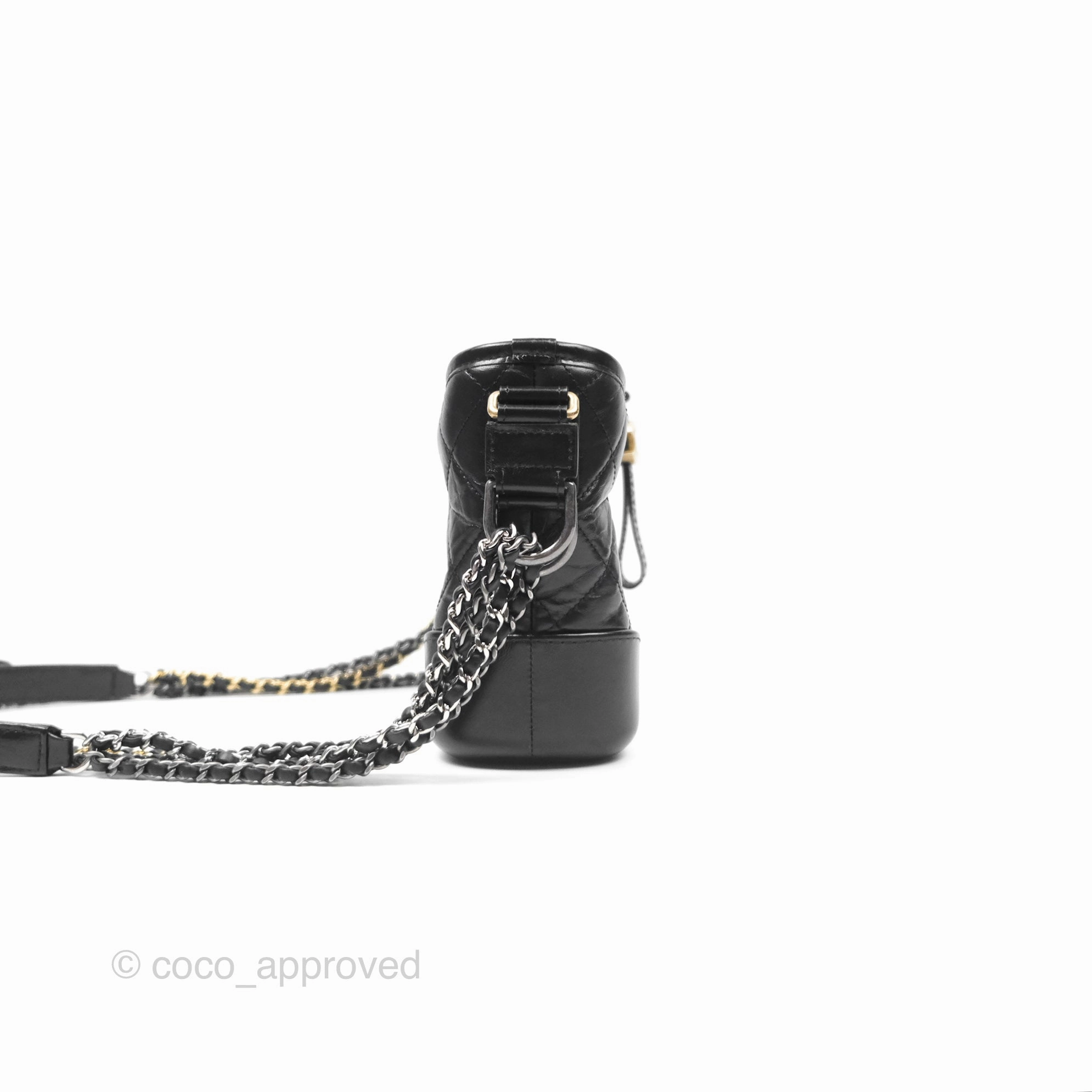 Chanel Small Gabrielle Hobo Quilted Black Aged Calfskin