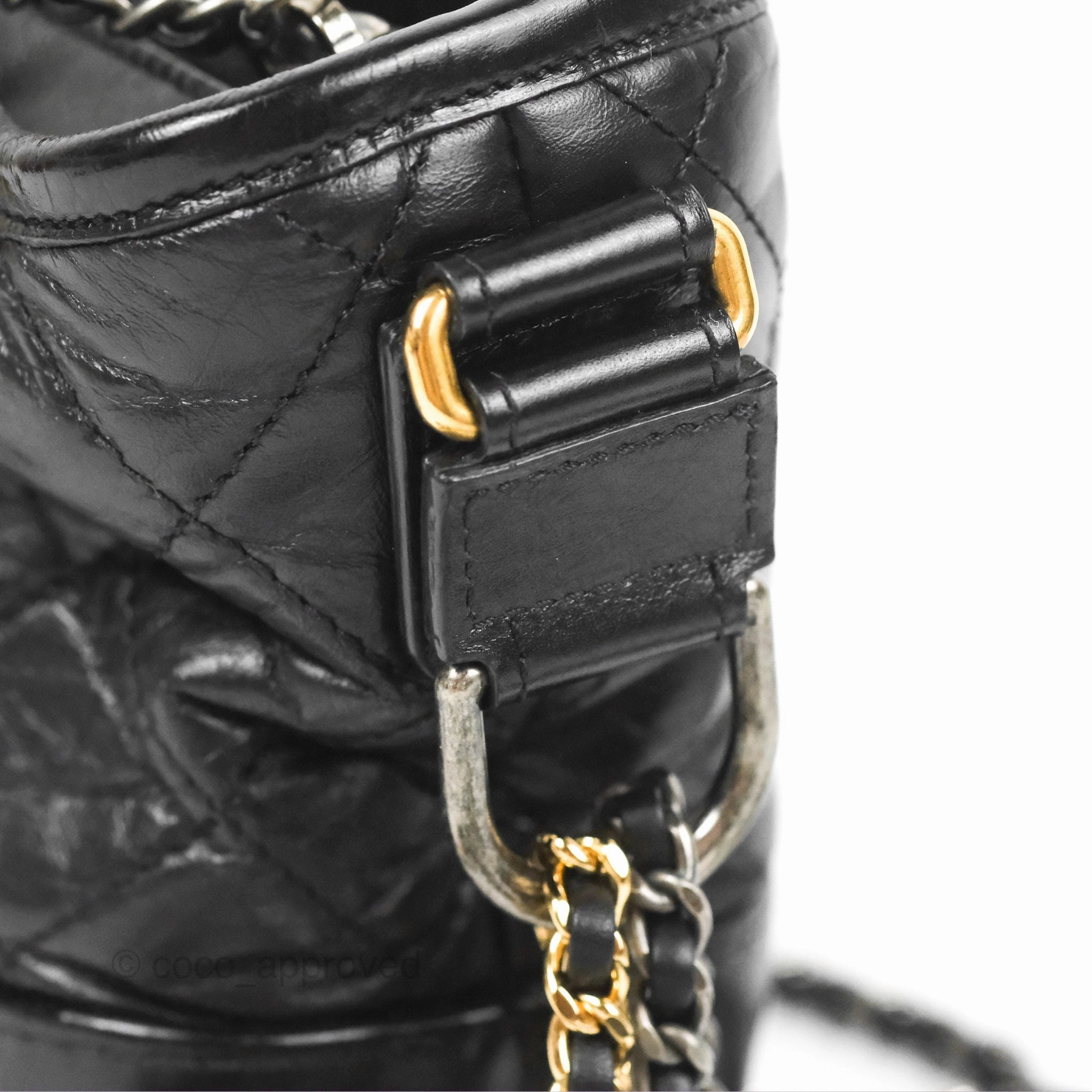 Chanel Small Gabrielle Hobo Quilted Black Aged Calfskin
