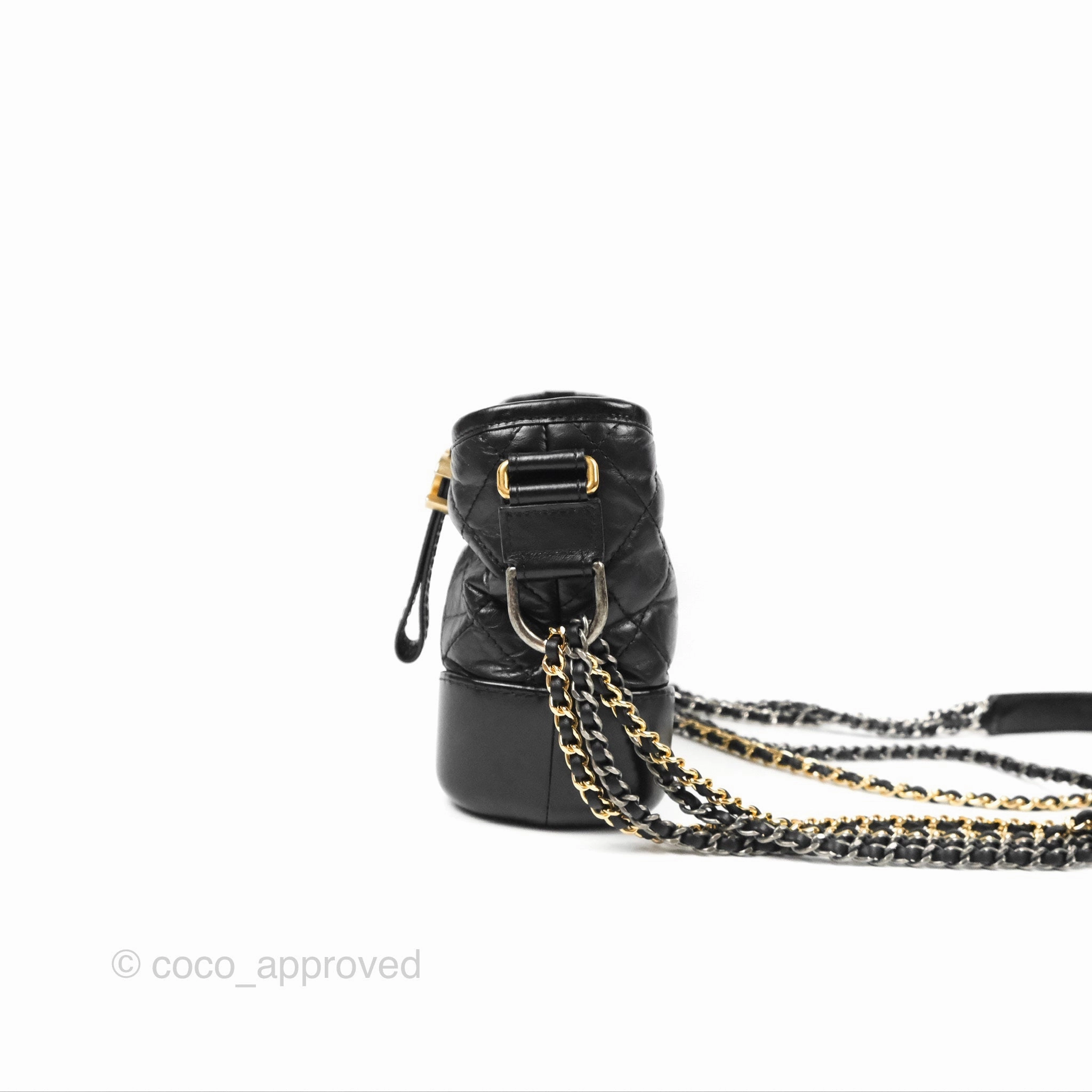 Chanel Small Gabrielle Hobo Quilted Black Aged Calfskin