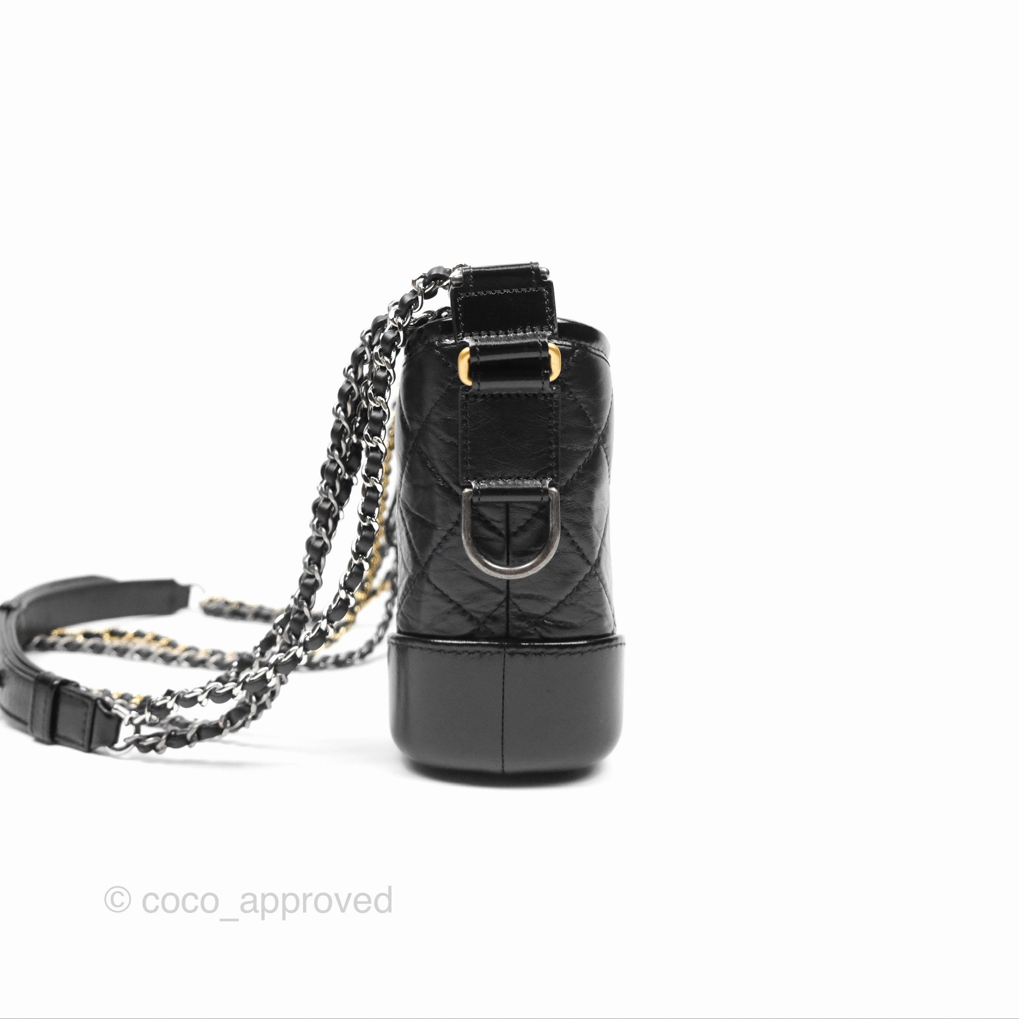 Chanel Small Gabrielle Hobo Quilted Black Aged Calfskin