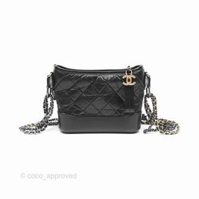 Chanel Small Gabrielle Hobo Quilted Black Aged Calfskin