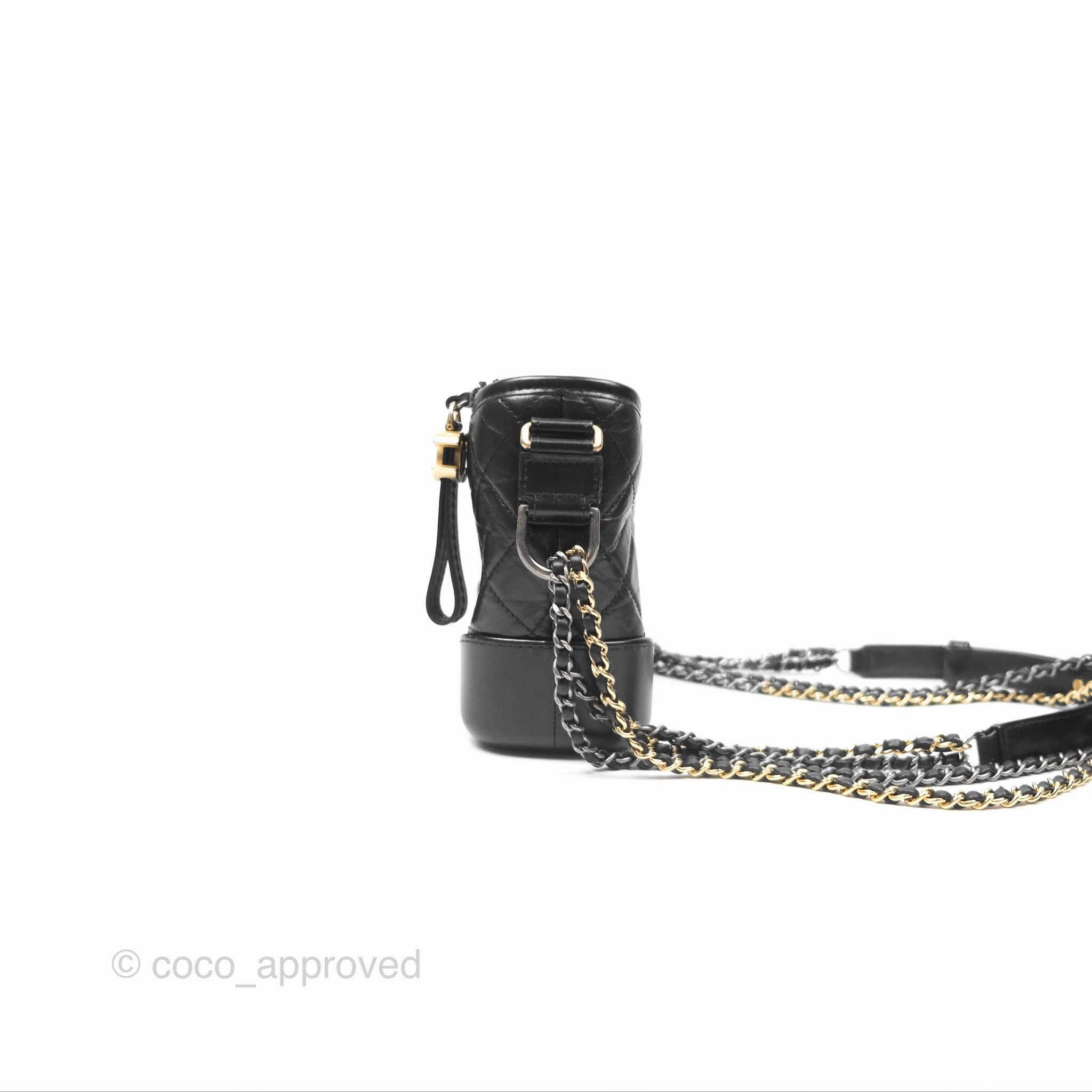 Chanel Small Gabrielle Hobo Quilted Black Aged Calfskin