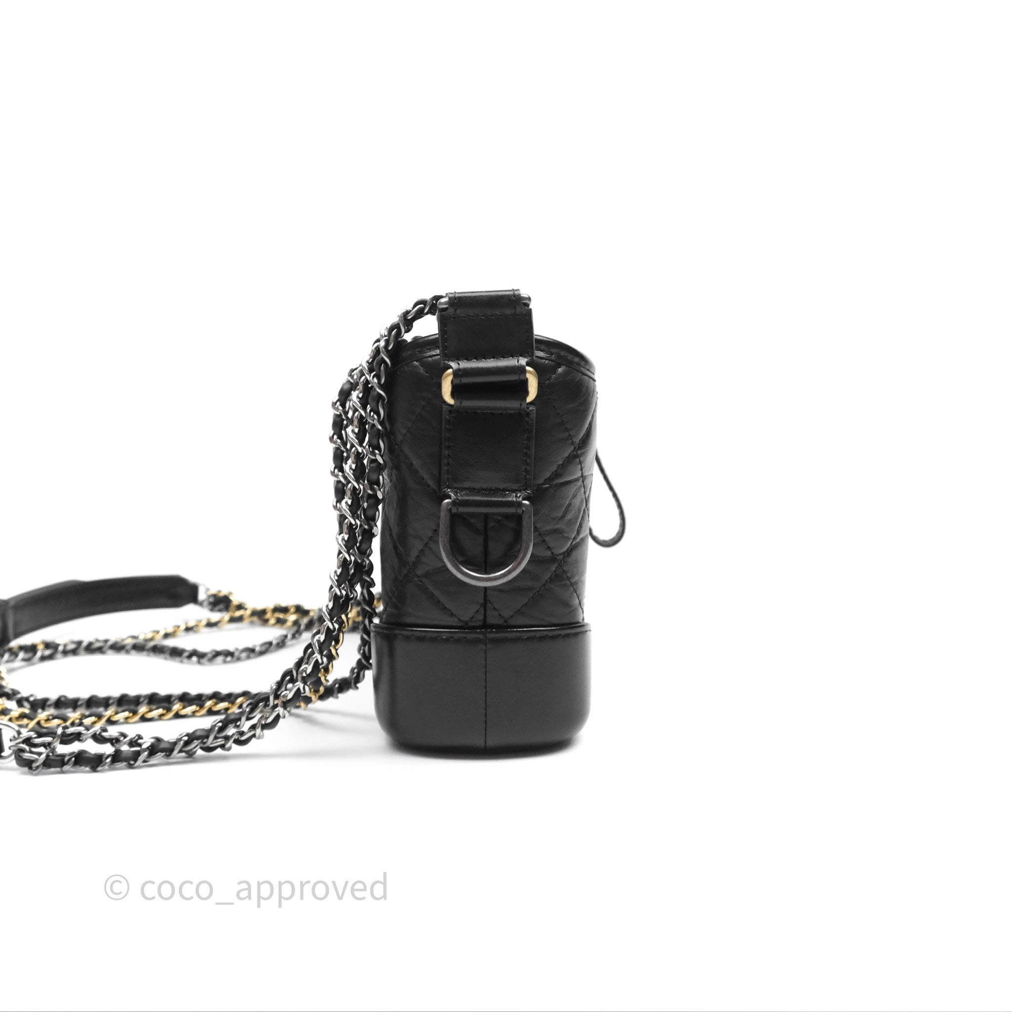 Chanel Small Gabrielle Hobo Quilted Black Aged Calfskin