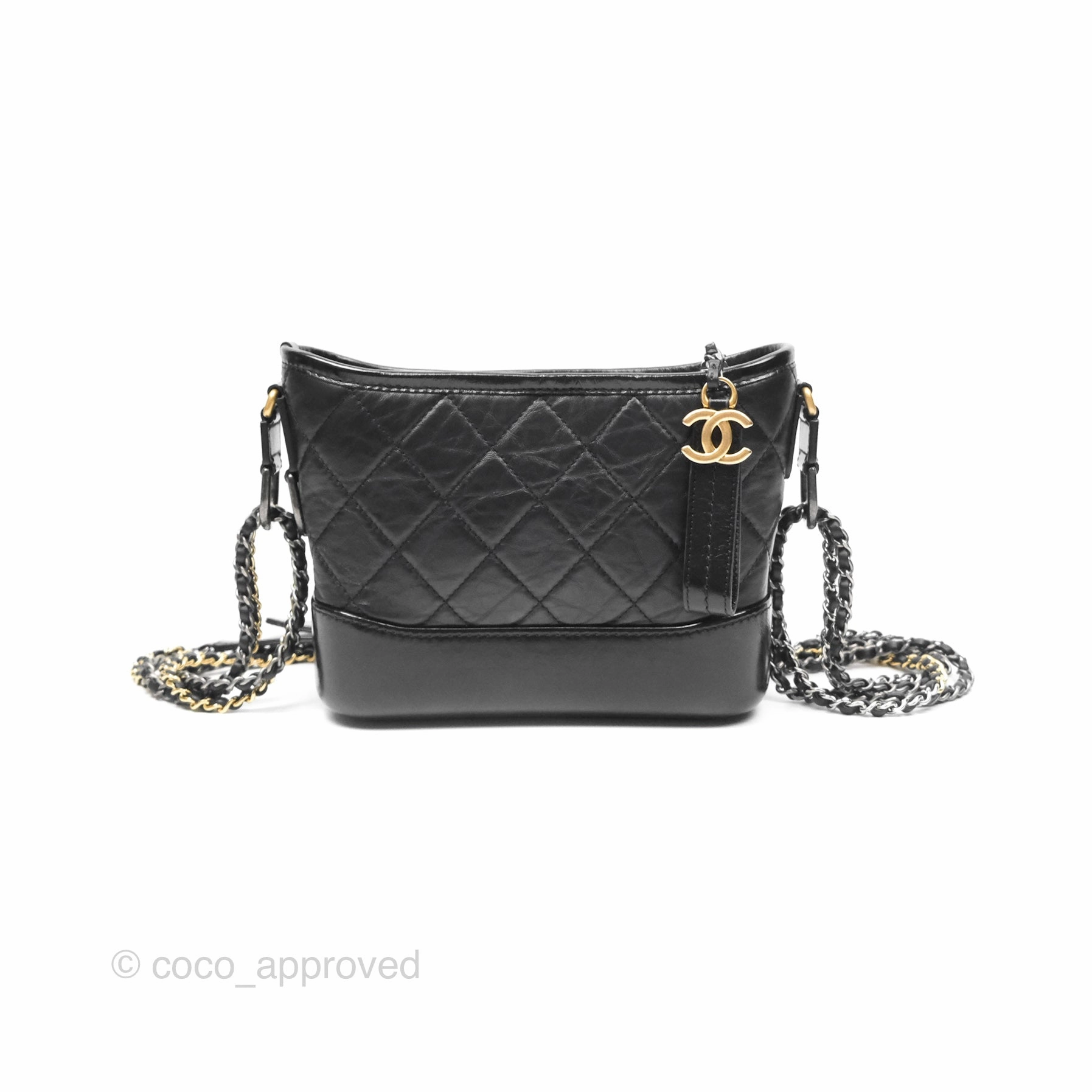 Chanel Small Gabrielle Hobo Quilted Black Aged Calfskin