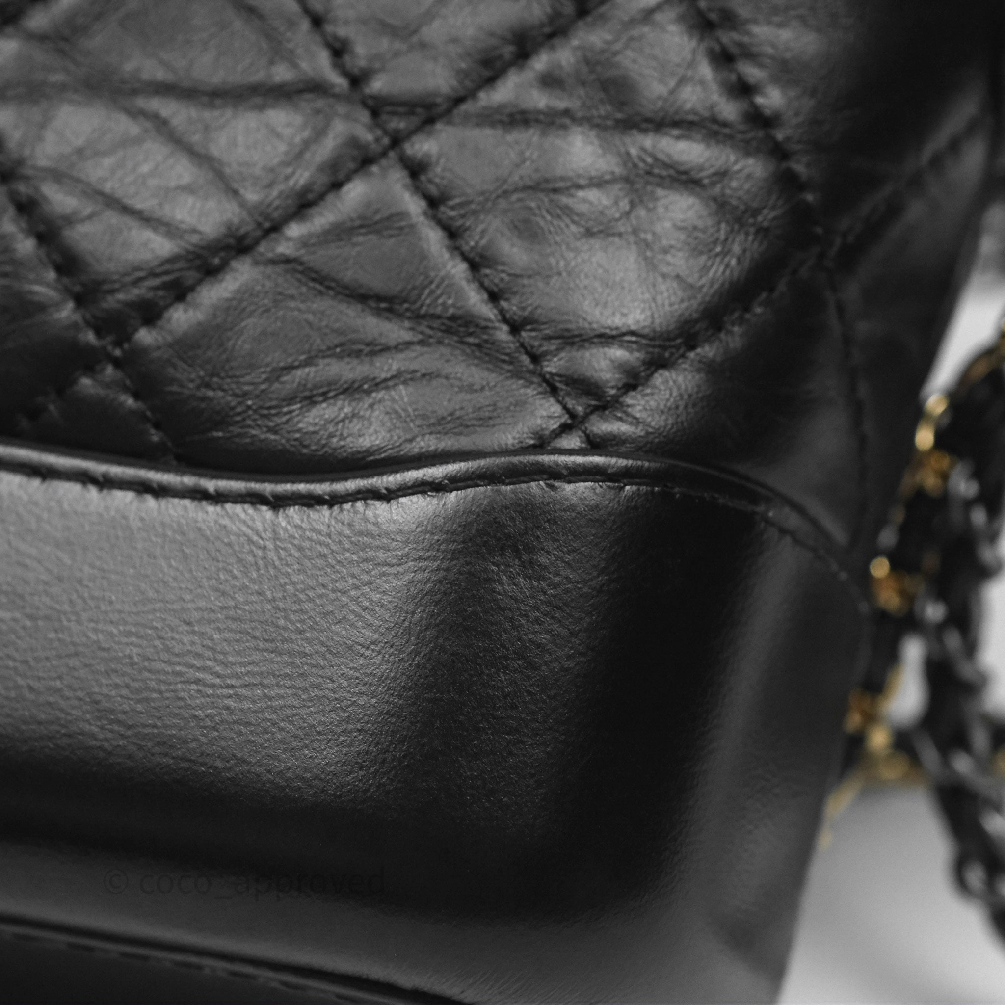 Chanel Small Gabrielle Hobo Quilted Black Aged Calfskin