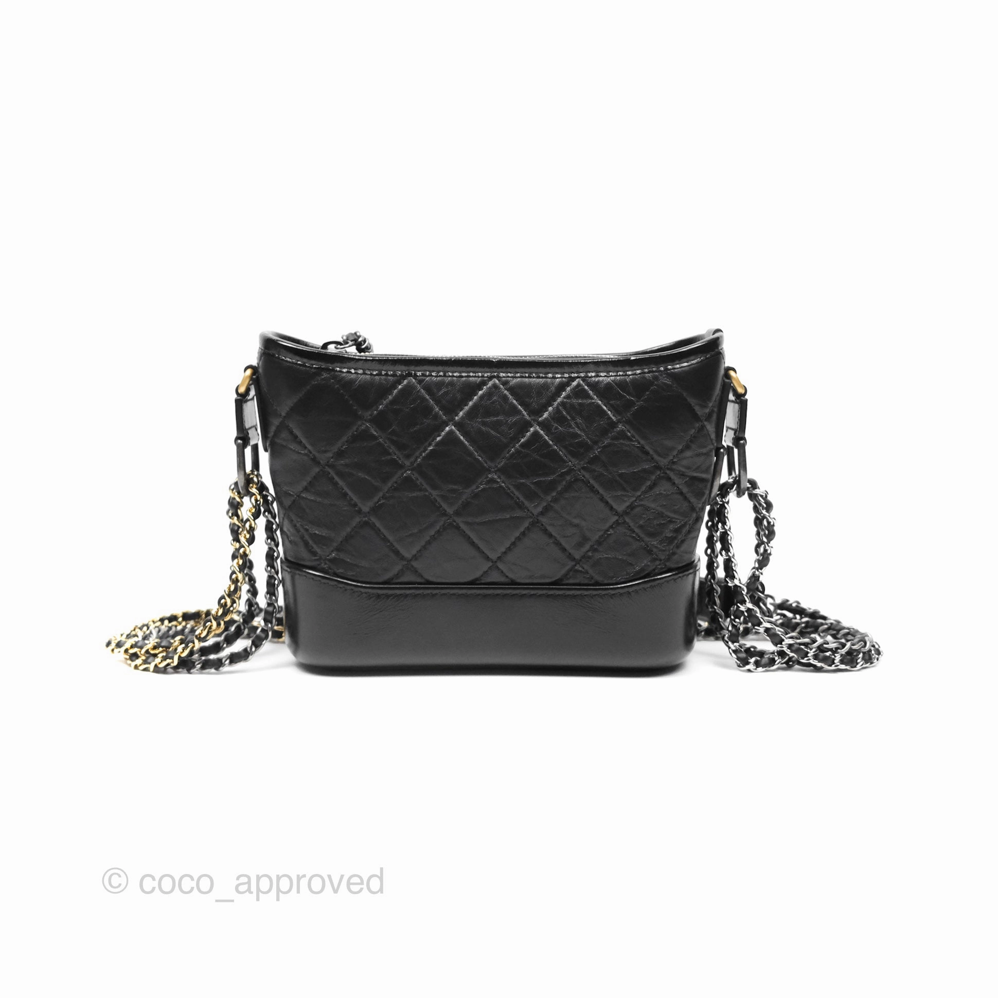 Chanel Small Gabrielle Hobo Quilted Black Aged Calfskin