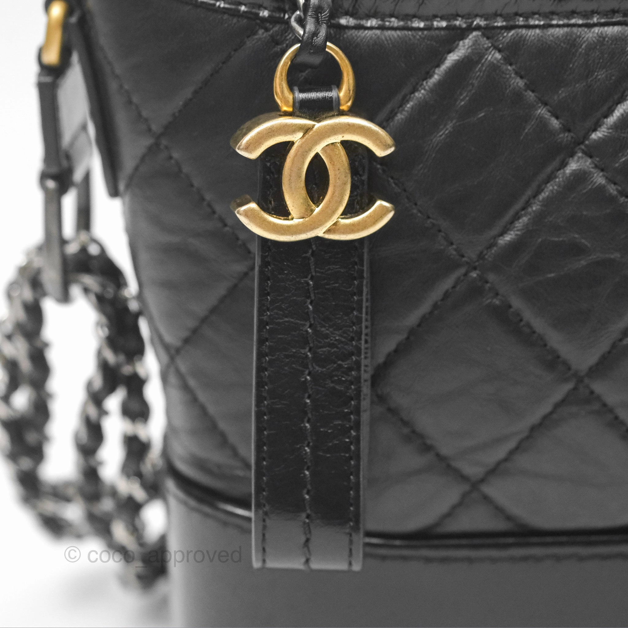 Chanel Small Gabrielle Hobo Quilted Black Aged Calfskin
