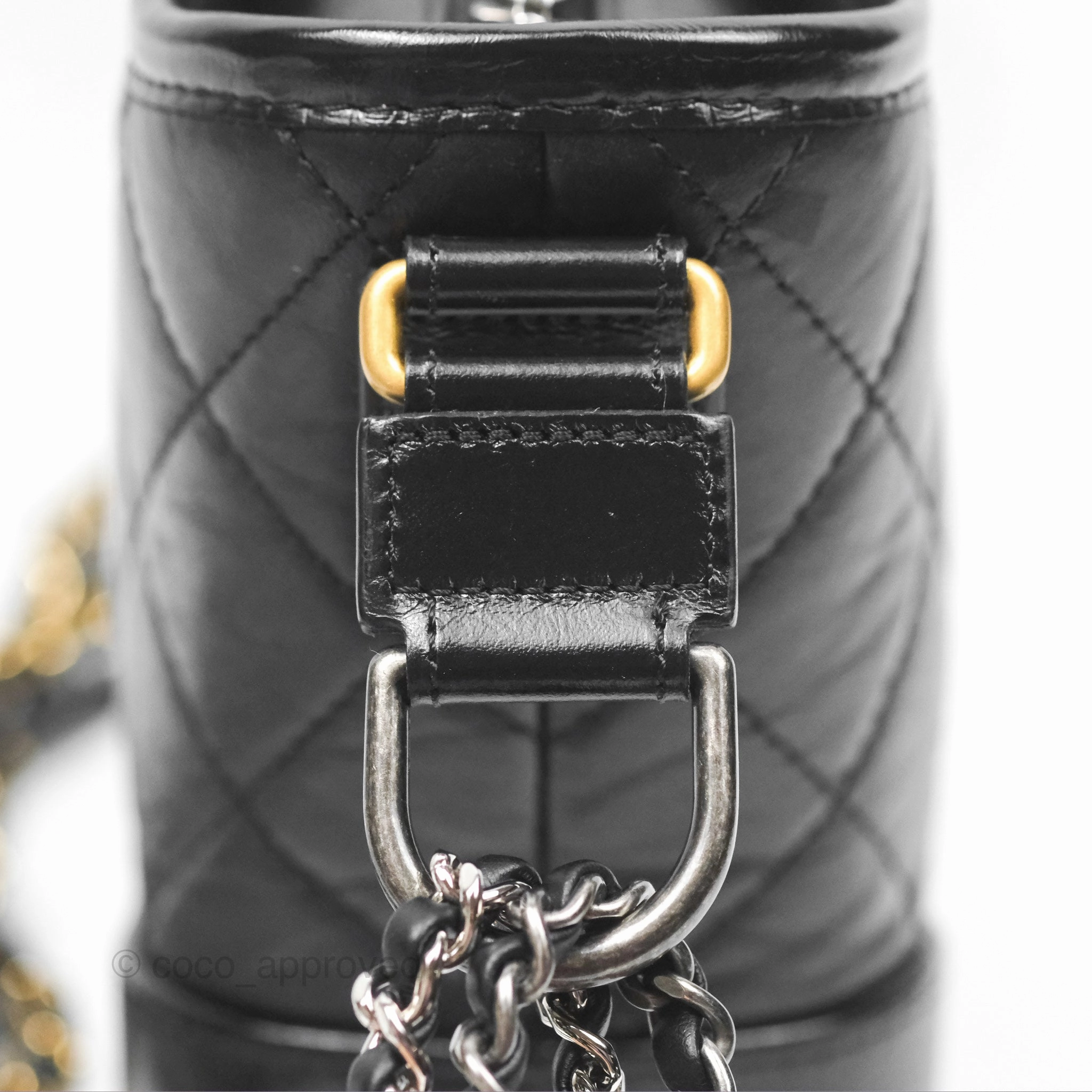 Chanel Small Gabrielle Hobo Quilted Black Aged Calfskin
