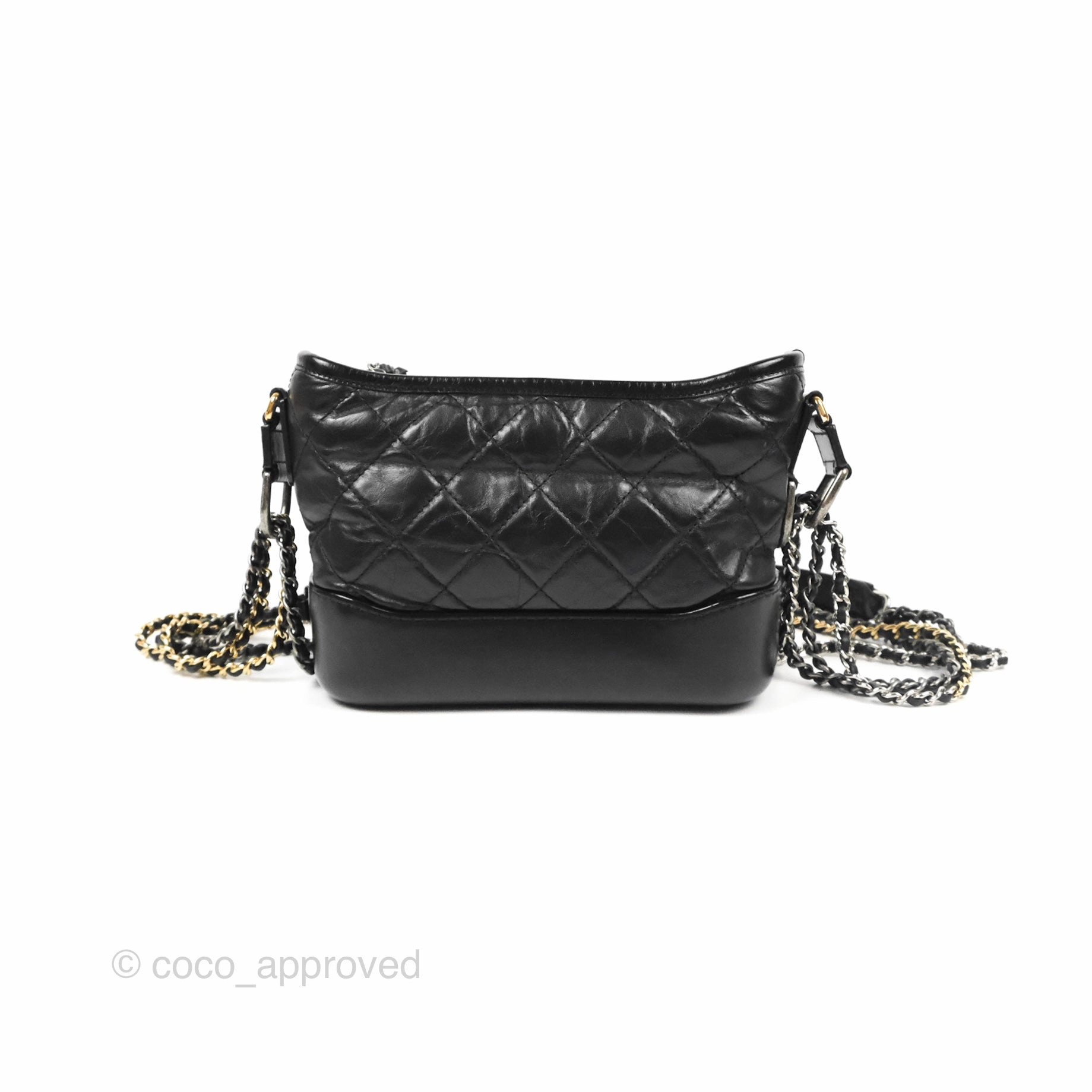 Chanel Small Gabrielle Hobo Quilted Black Aged Calfskin