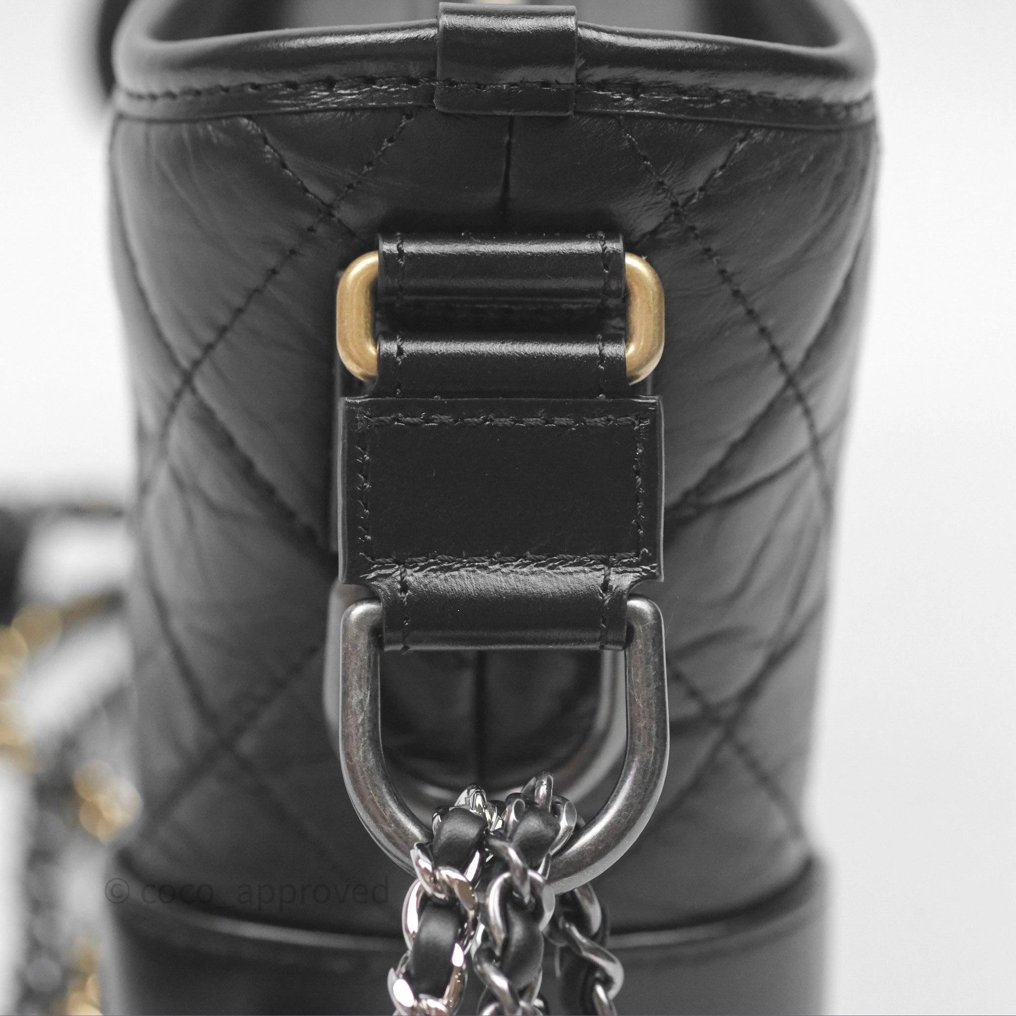 Chanel Small Gabrielle Hobo Quilted Black Aged Calfskin