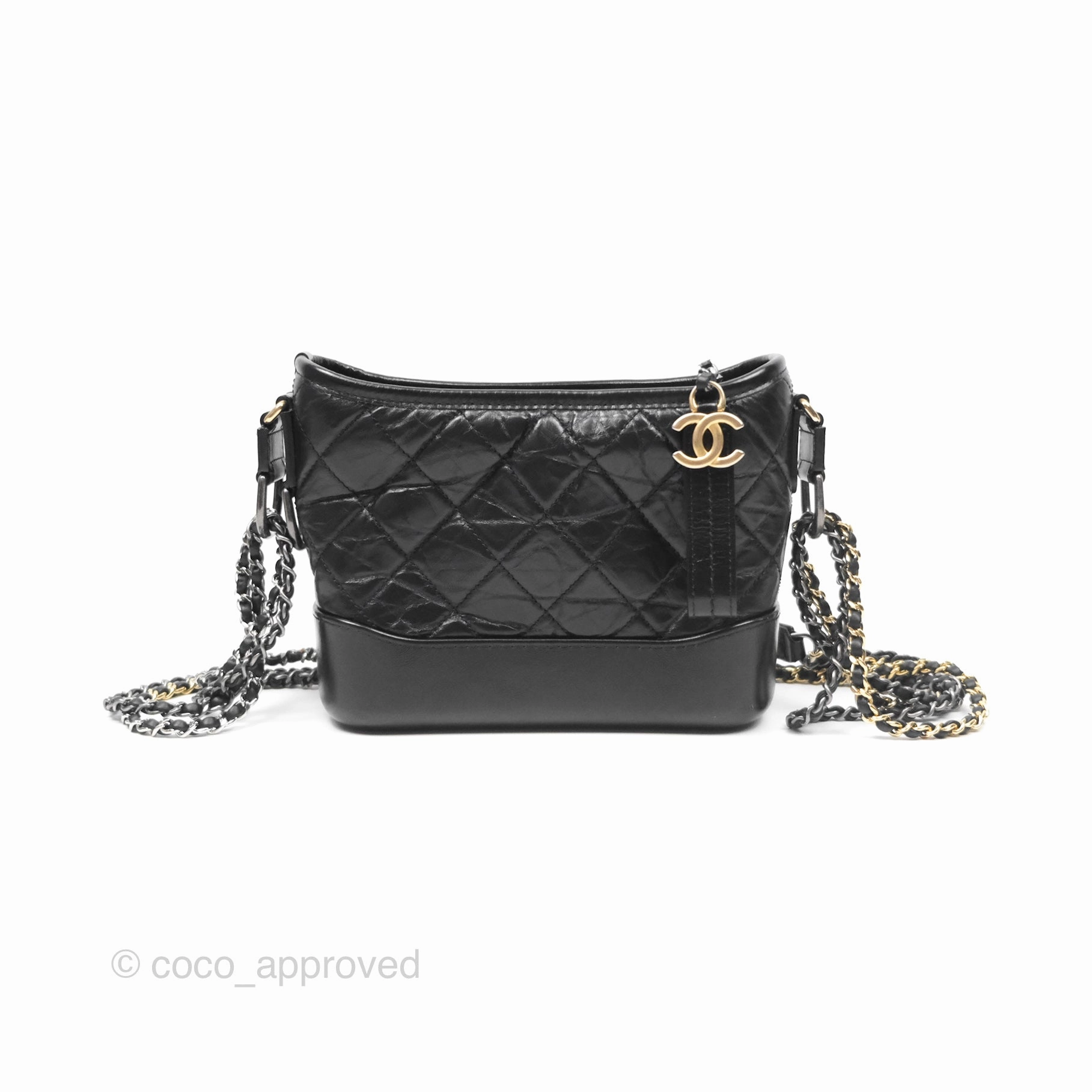 Chanel Small Gabrielle Hobo Quilted Black Aged Calfskin