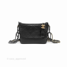 Chanel Small Gabrielle Hobo Quilted Black Aged Calfskin