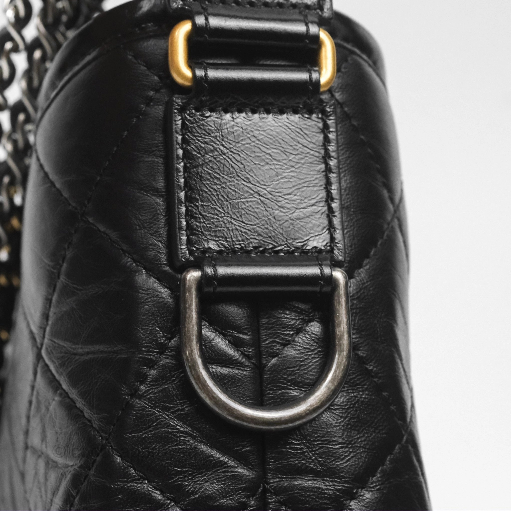 Chanel Small Gabrielle Hobo Quilted Black Aged Calfskin