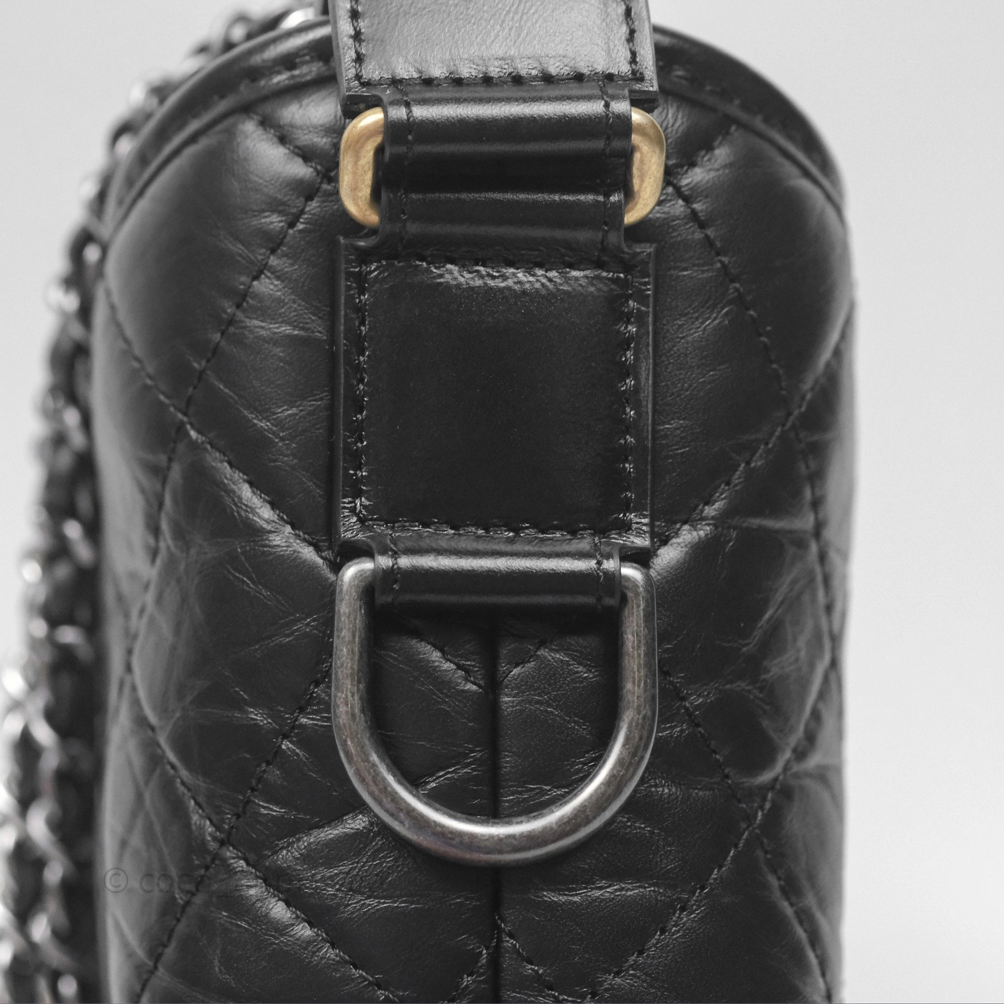 Chanel Small Gabrielle Hobo Quilted Black Aged Calfskin