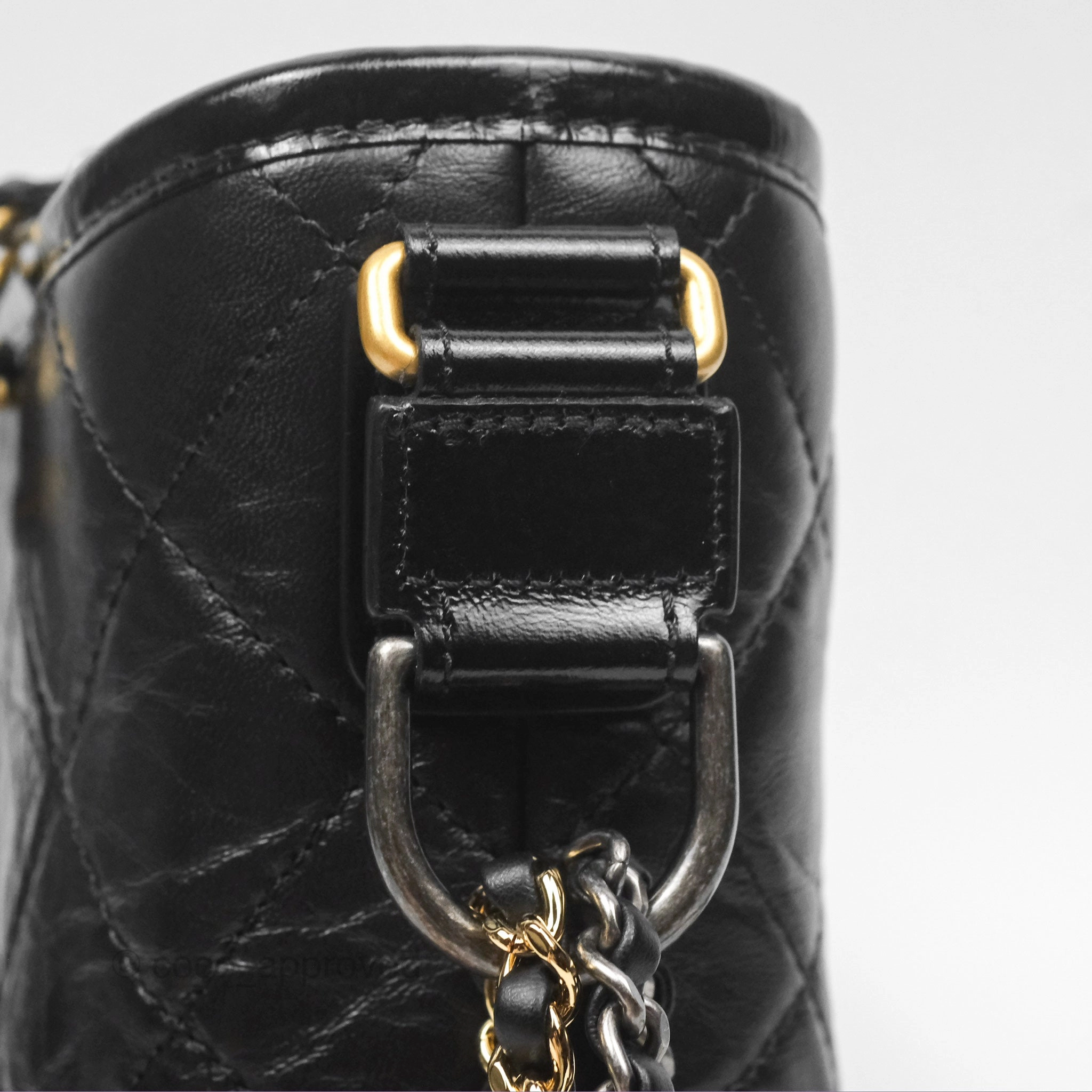 Chanel Small Gabrielle Hobo Quilted Black Aged Calfskin