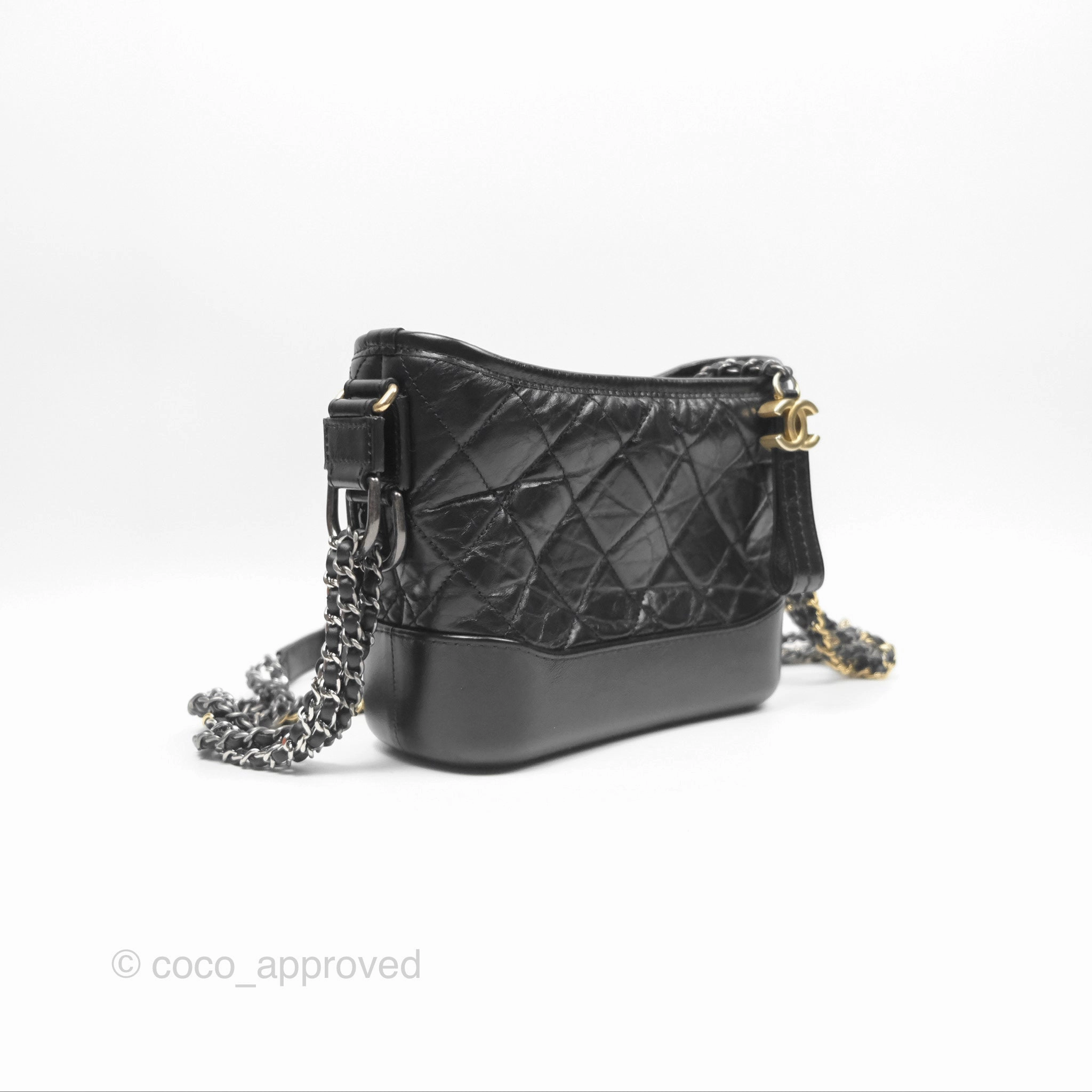Chanel Small Gabrielle Hobo Quilted Black Aged Calfskin