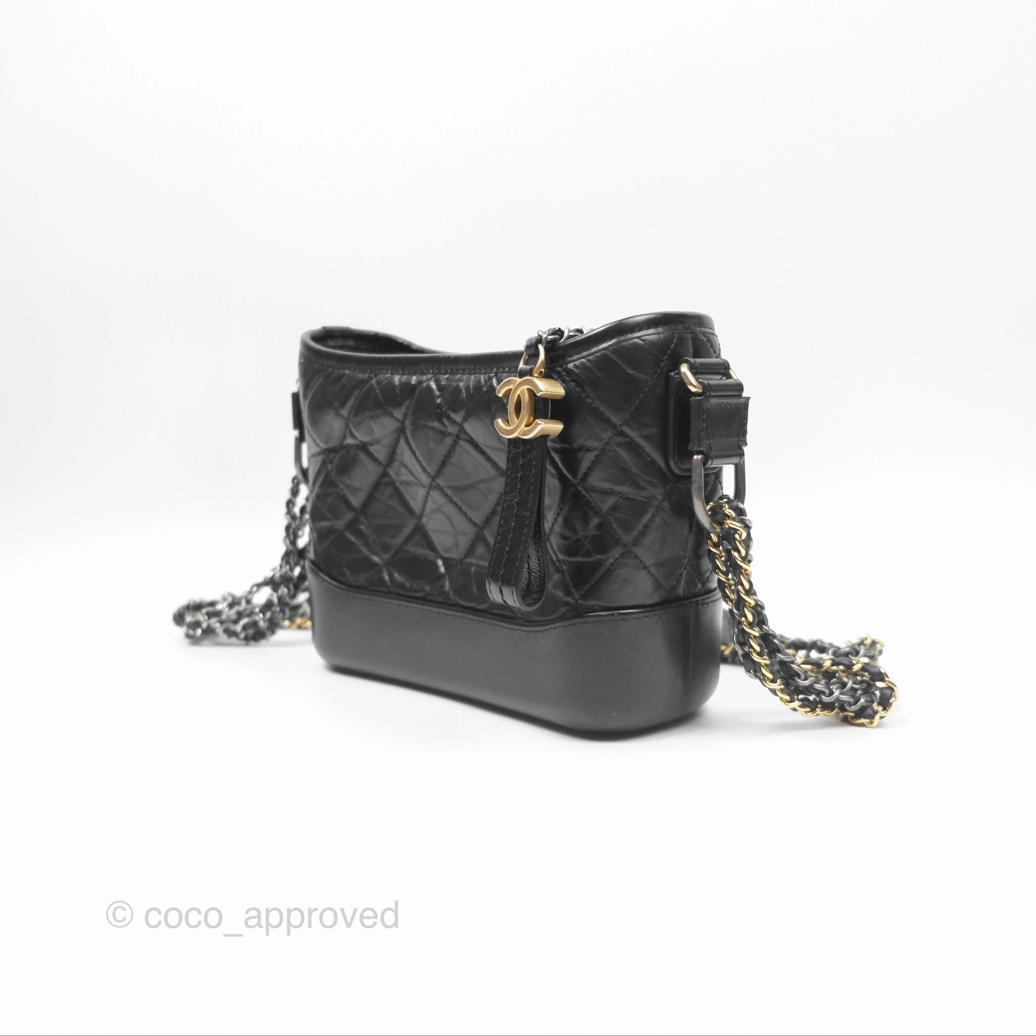 Chanel Small Gabrielle Hobo Quilted Black Aged Calfskin