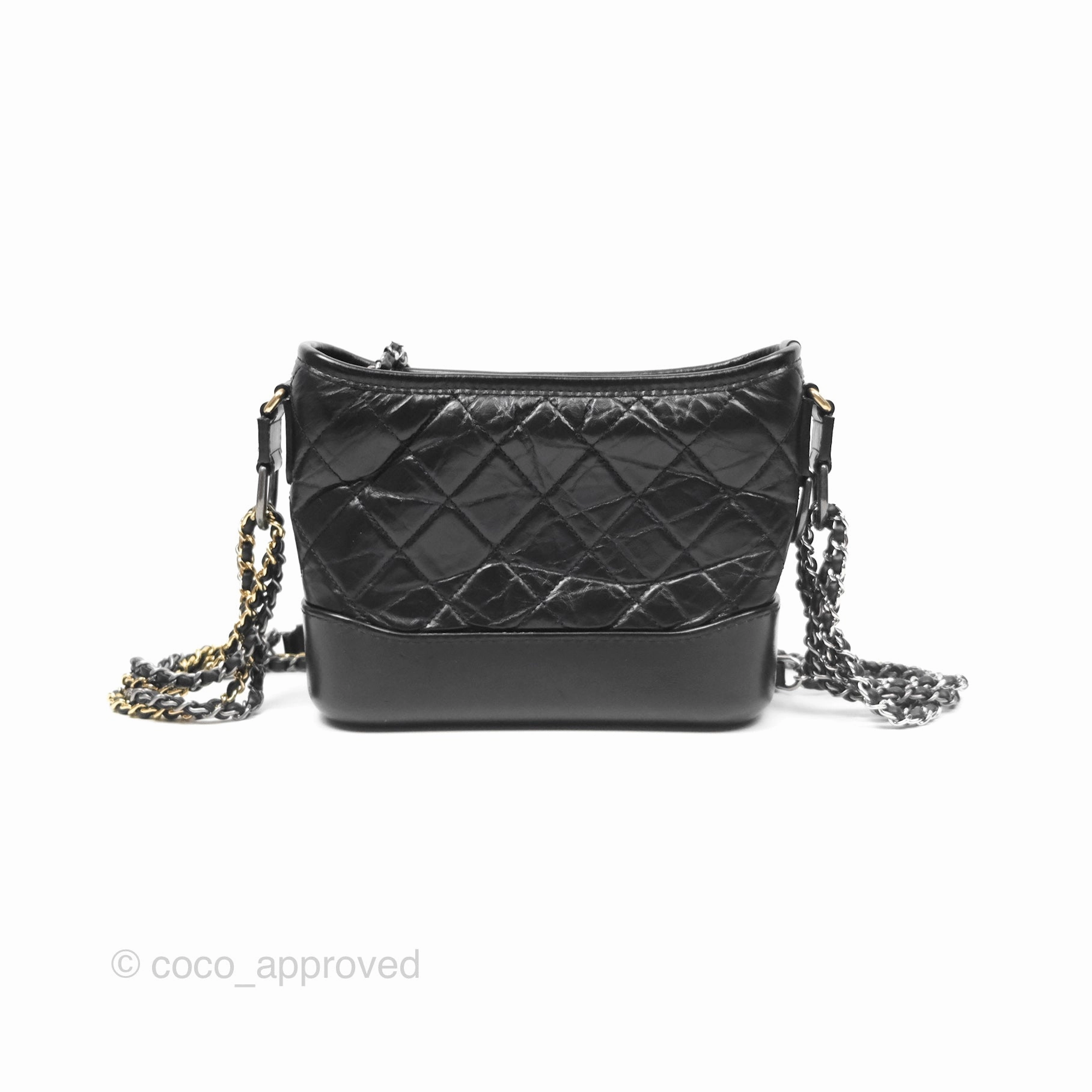 Chanel Small Gabrielle Hobo Quilted Black Aged Calfskin