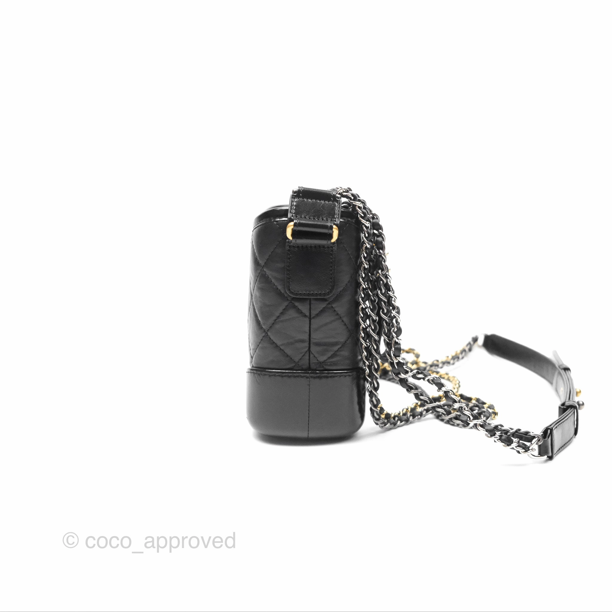 Chanel Small Gabrielle Hobo Quilted Black Aged Calfskin