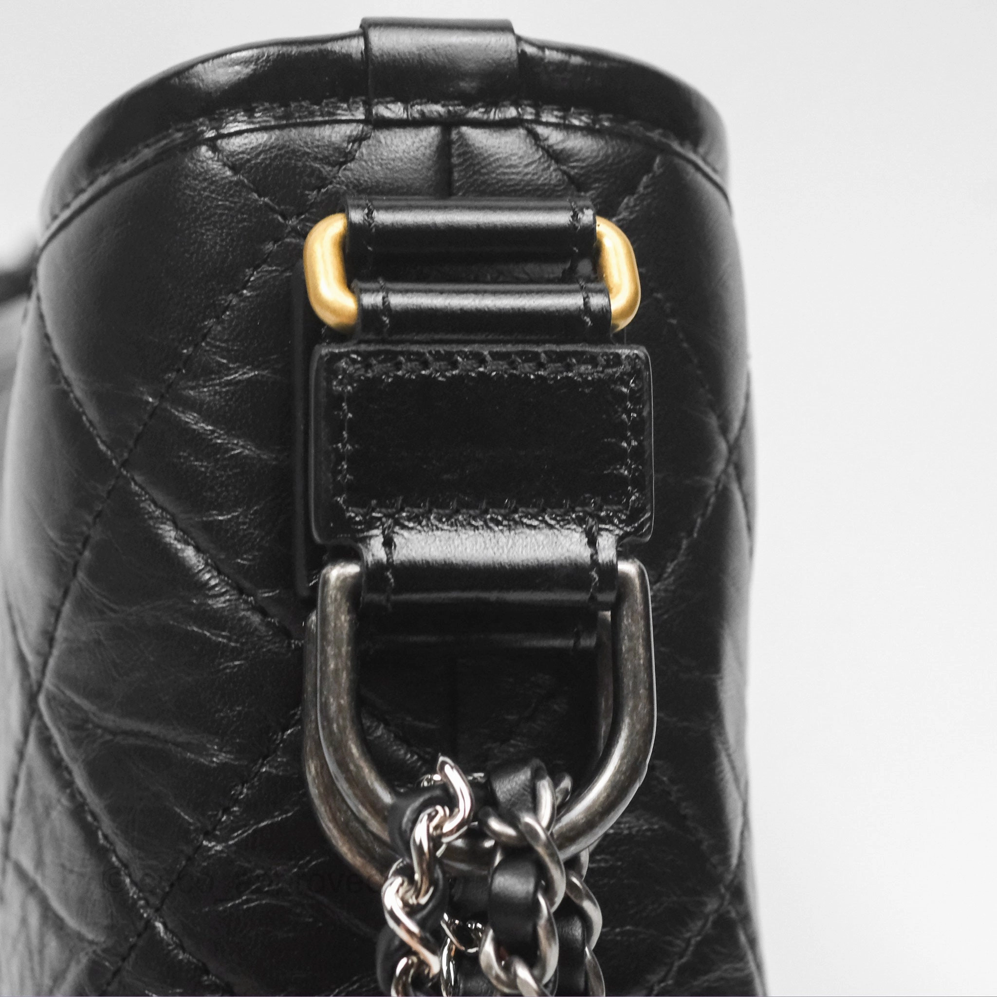 Chanel Small Gabrielle Hobo Quilted Black Aged Calfskin