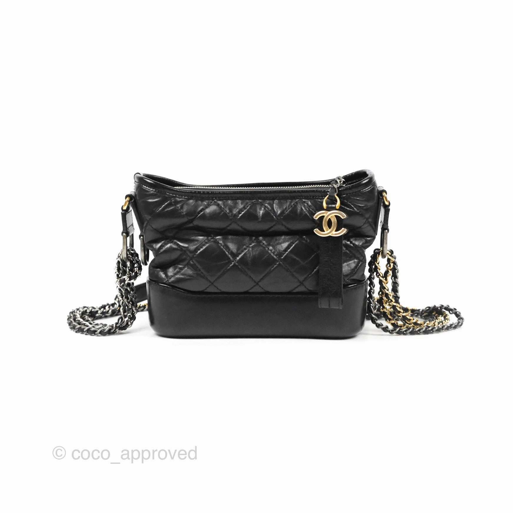Chanel Small Gabrielle Hobo Quilted Black Aged Calfskin