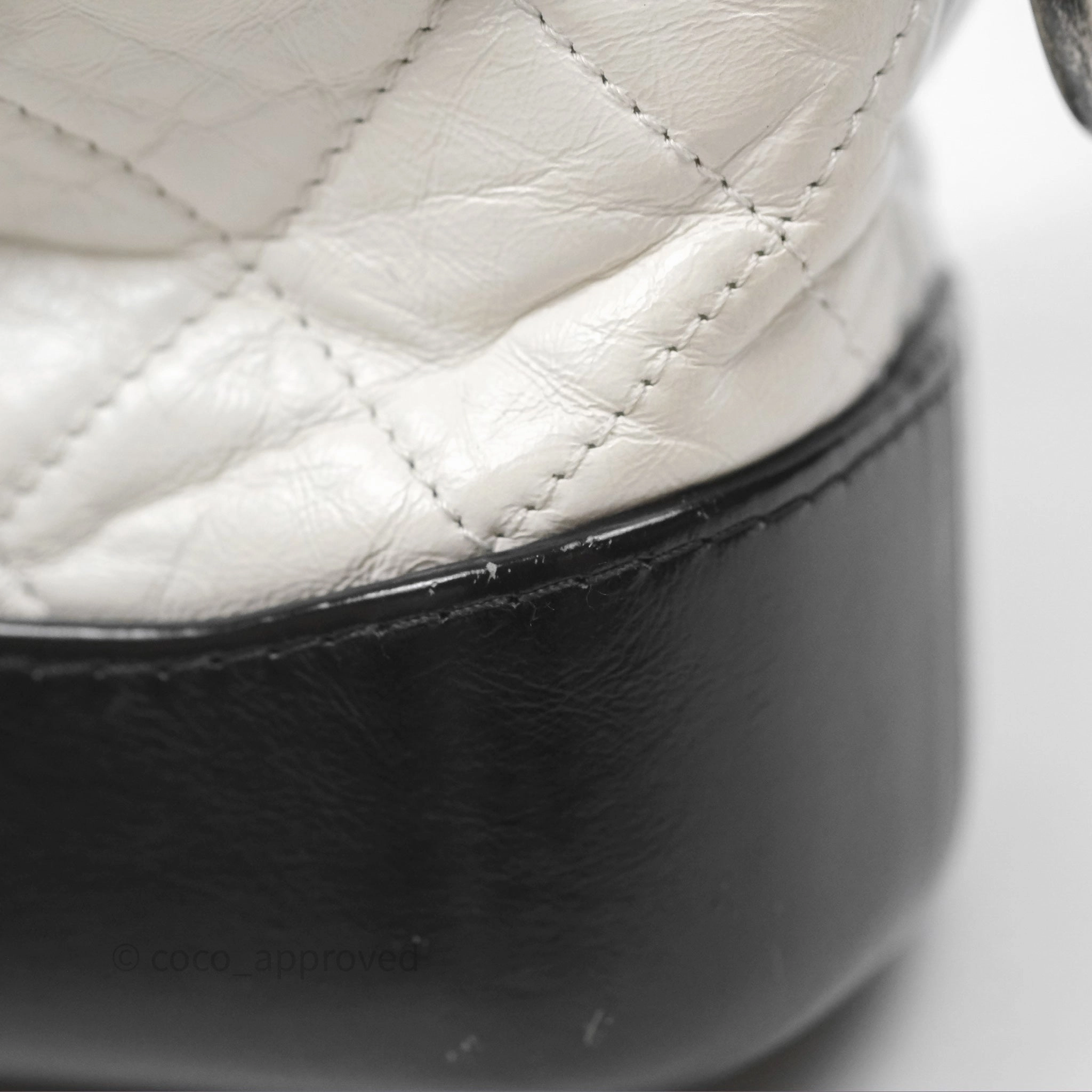 Chanel Small Gabrielle Hobo Quilted Black White Aged Calfskin