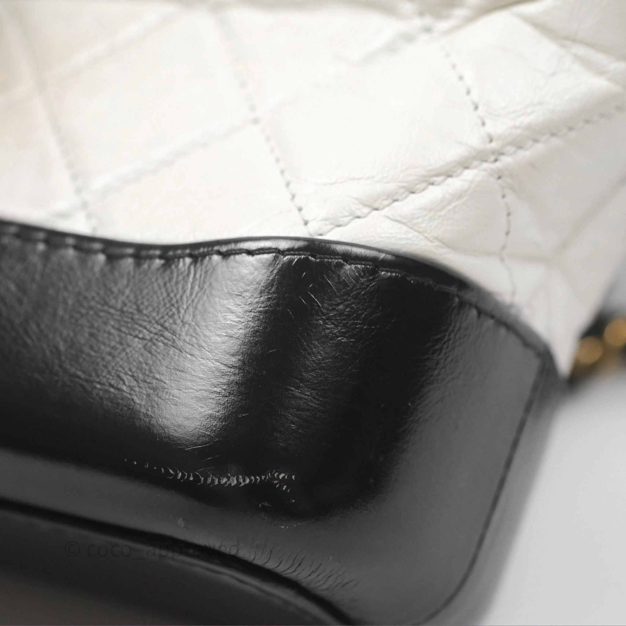 Chanel Small Gabrielle Hobo Quilted Black White Aged Calfskin