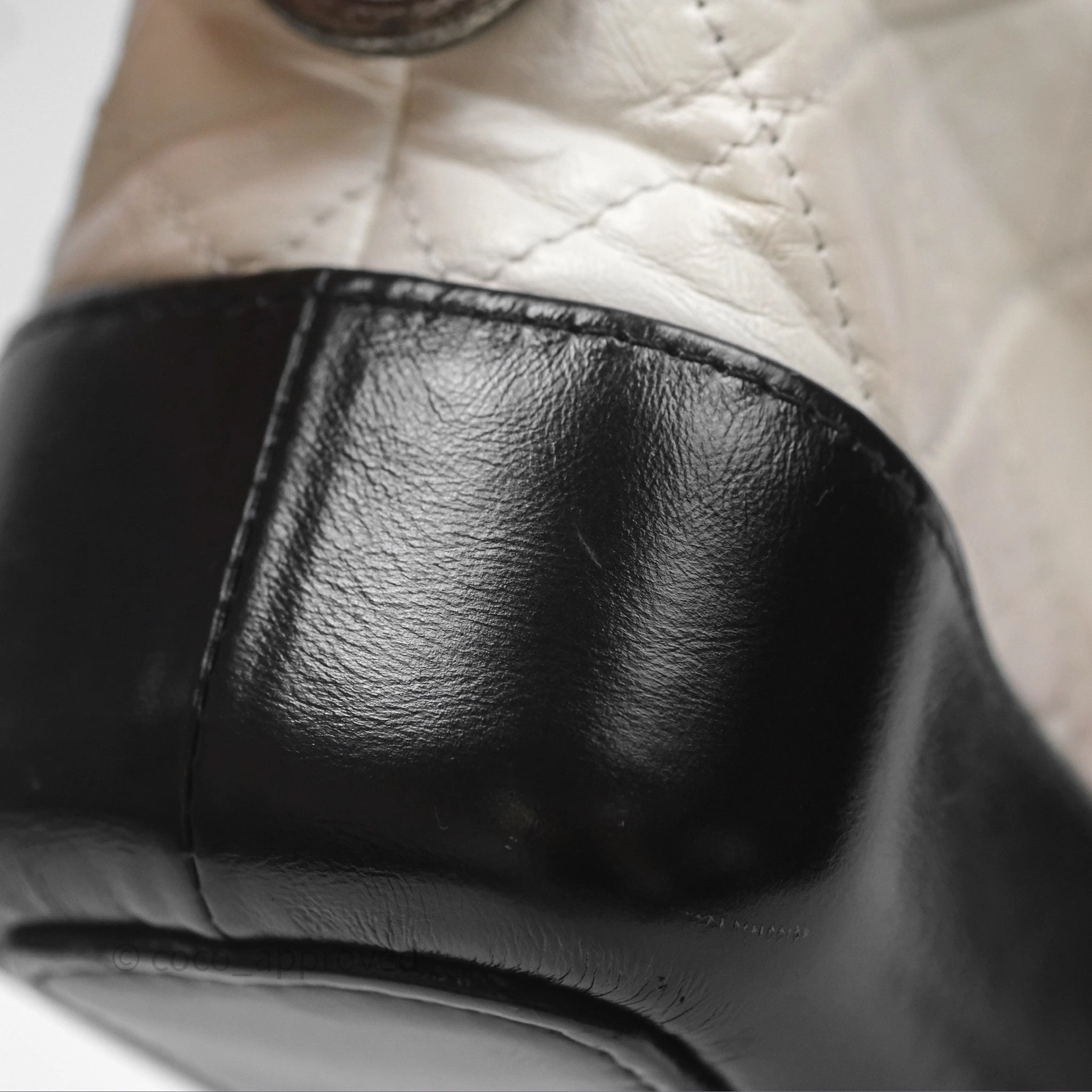 Chanel Small Gabrielle Hobo Quilted Black White Aged Calfskin