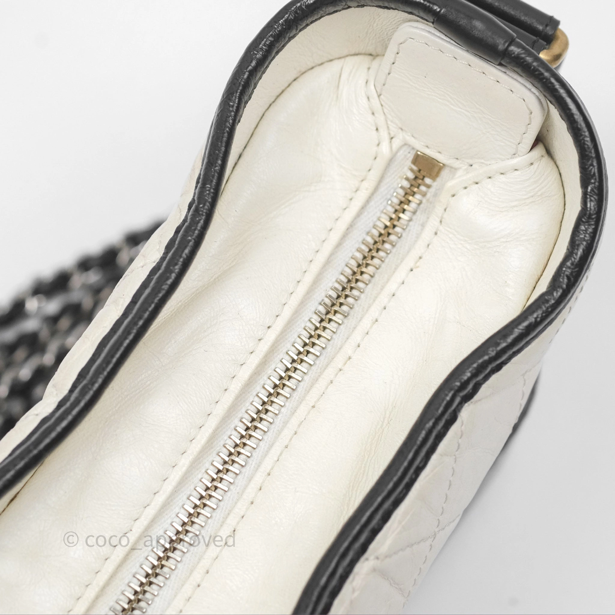 Chanel Small Gabrielle Hobo Quilted Black White Aged Calfskin