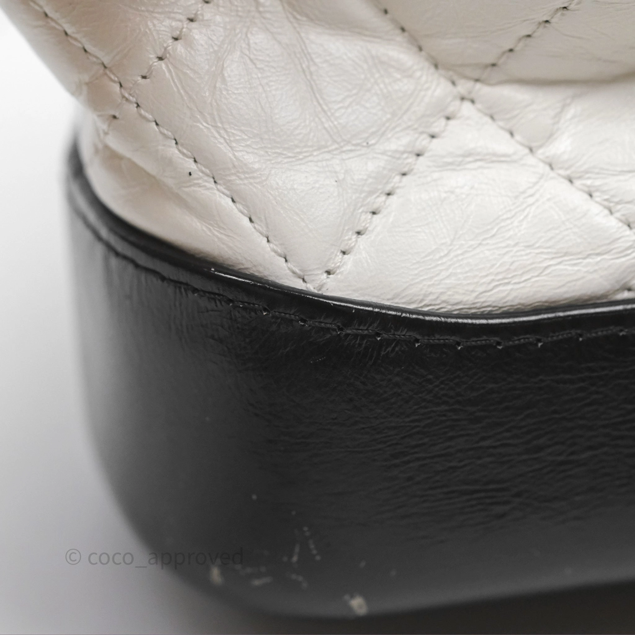 Chanel Small Gabrielle Hobo Quilted Black White Aged Calfskin