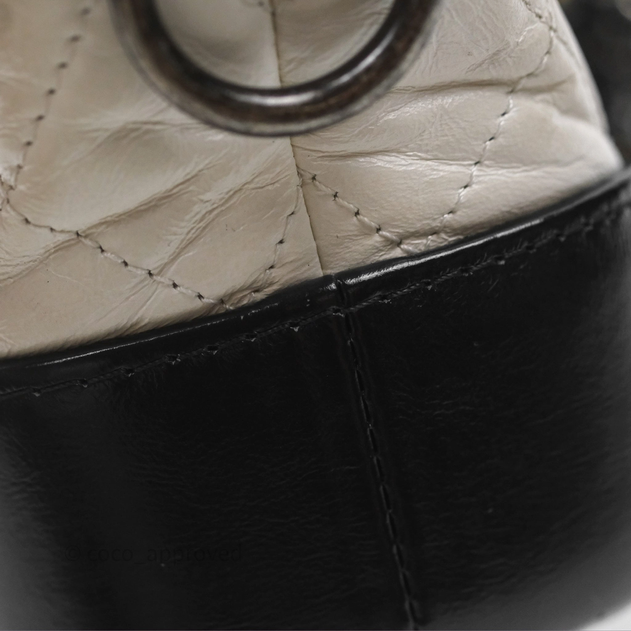 Chanel Small Gabrielle Hobo Quilted Black White Aged Calfskin