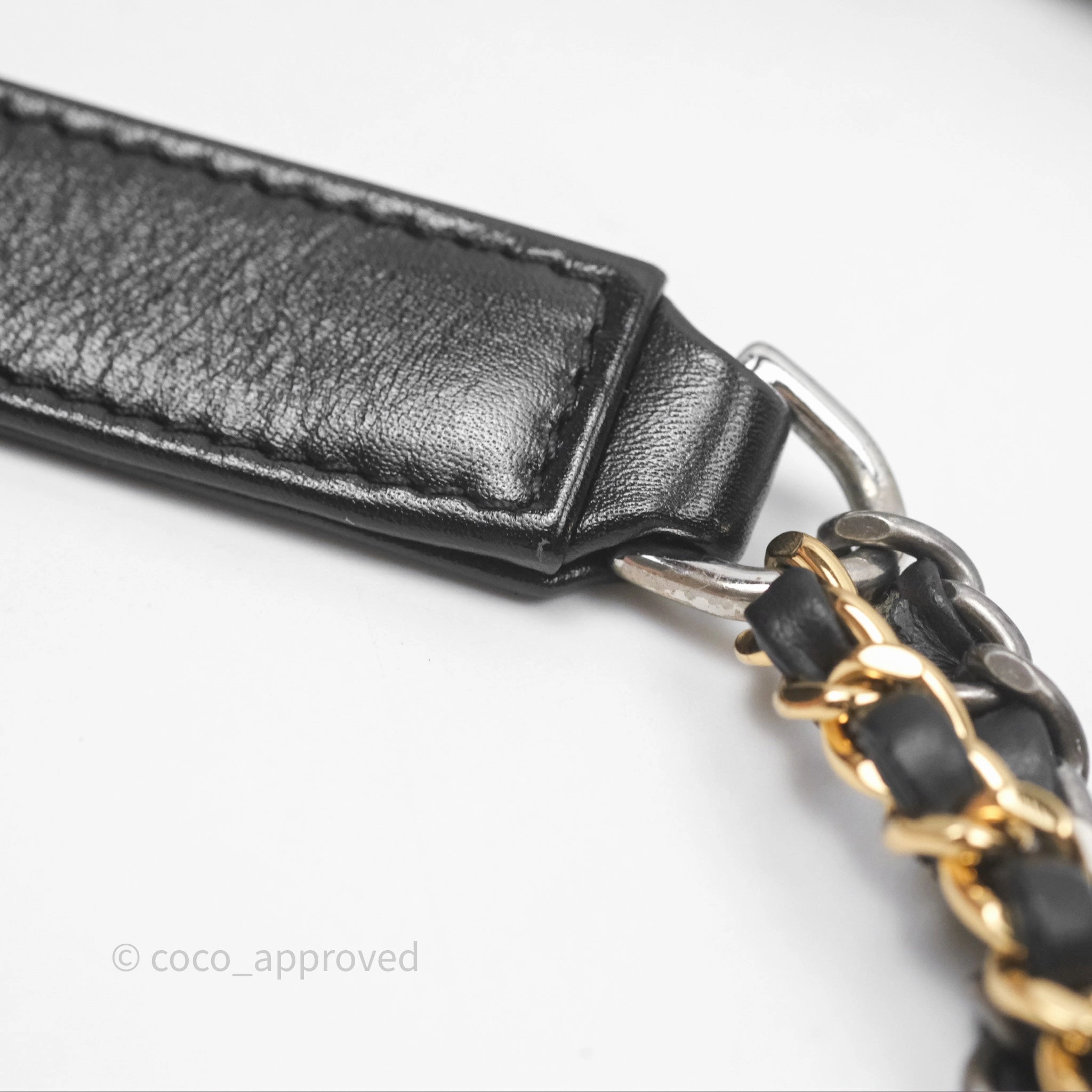 Chanel Small Gabrielle Hobo Quilted Black White Aged Calfskin