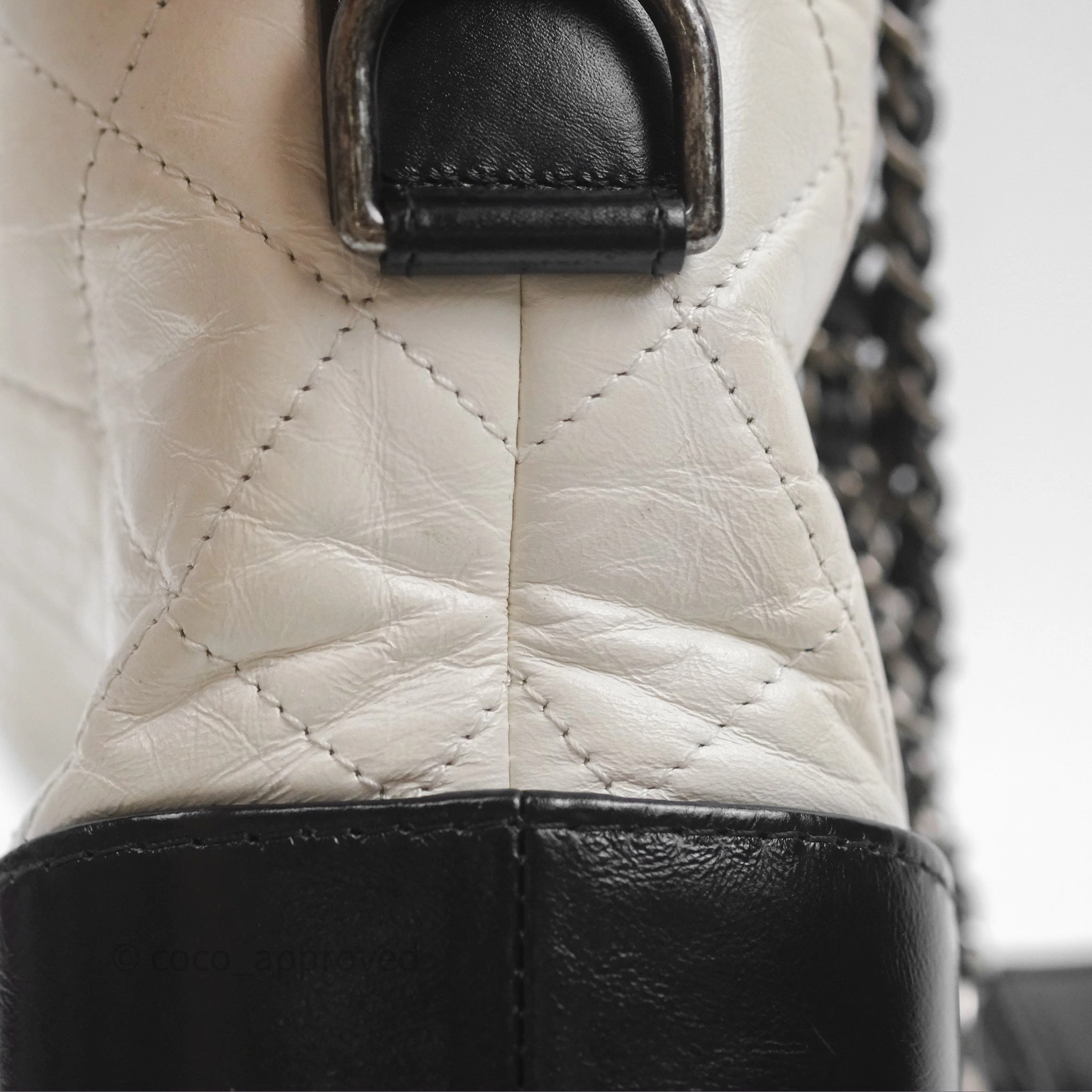 Chanel Small Gabrielle Hobo Quilted Black White Aged Calfskin