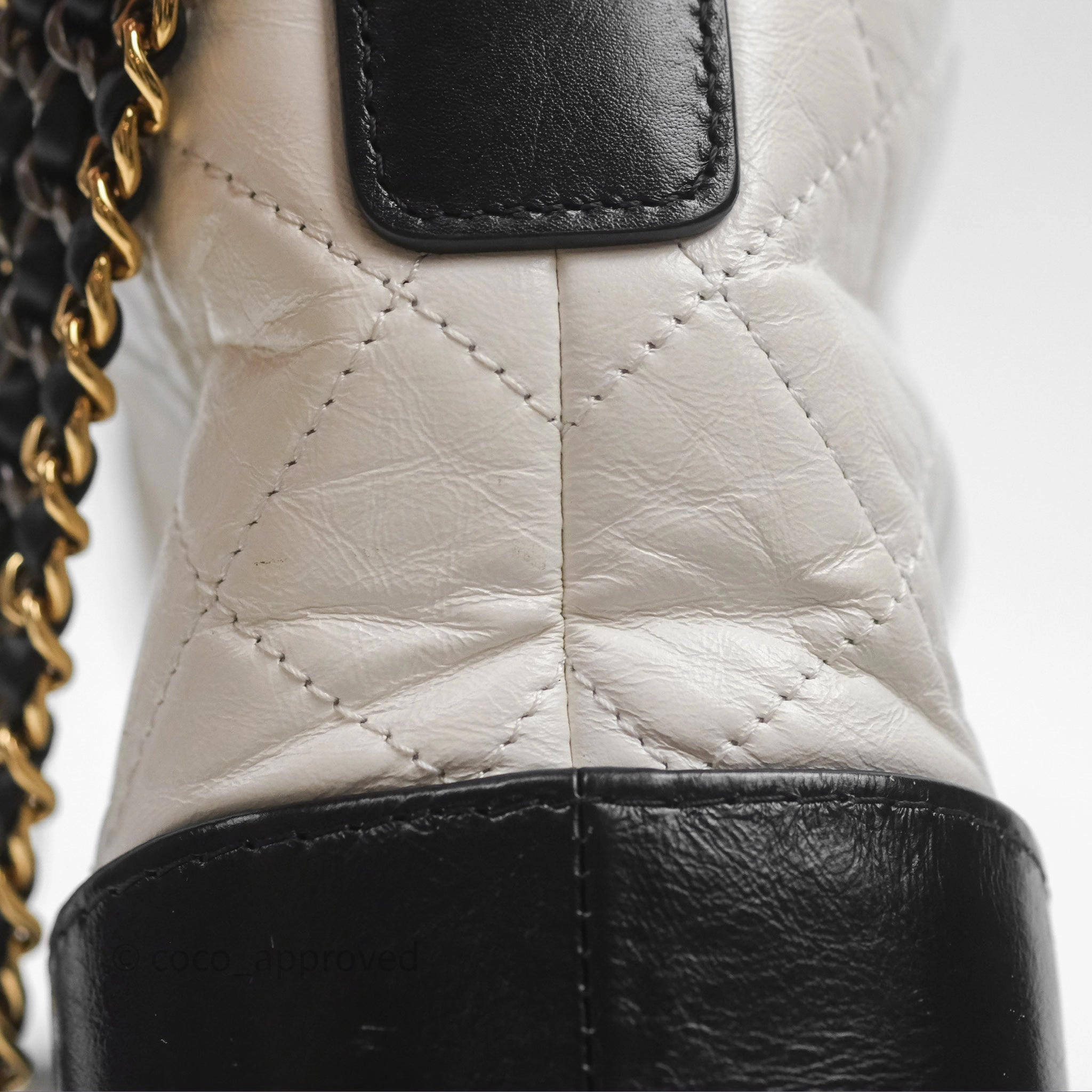 Chanel Small Gabrielle Hobo Quilted Black White Aged Calfskin