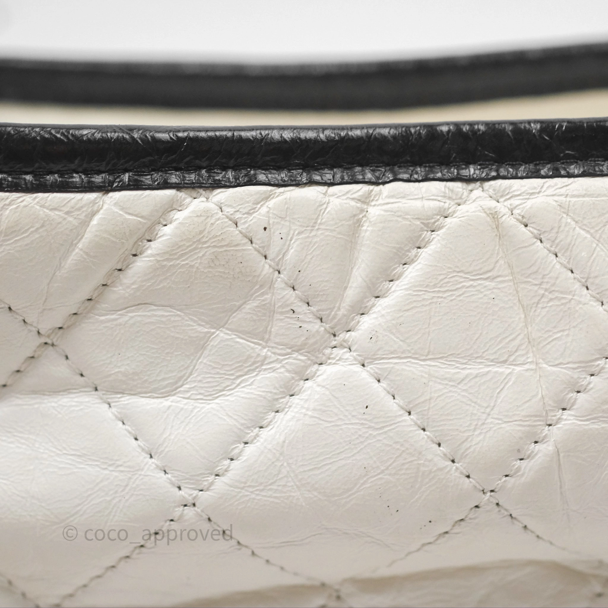 Chanel Small Gabrielle Hobo Quilted Black White Aged Calfskin